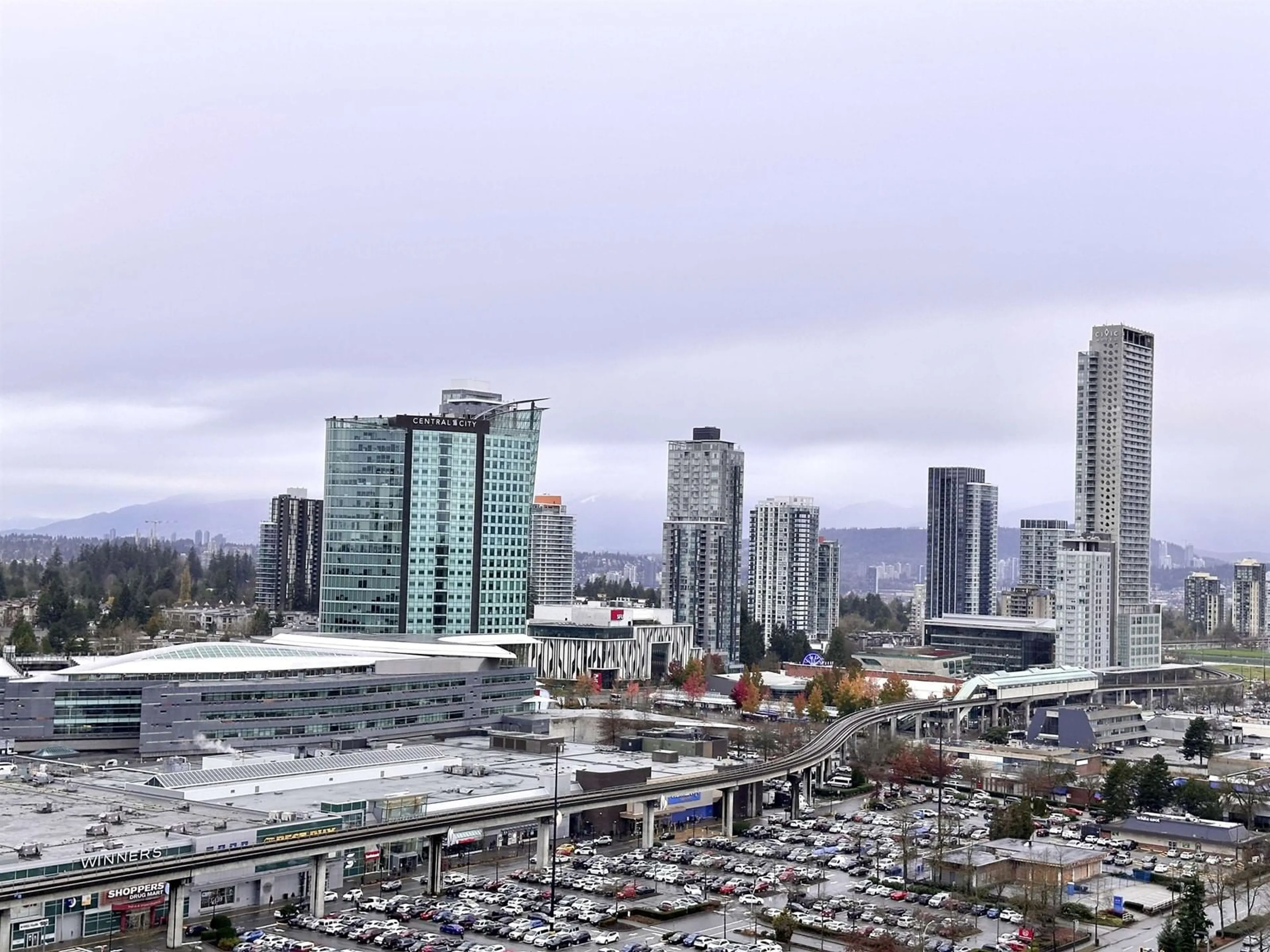 A pic from exterior of the house or condo, the view of city buildings for 2402 13688 100 AVENUE, Surrey British Columbia V3T0G5