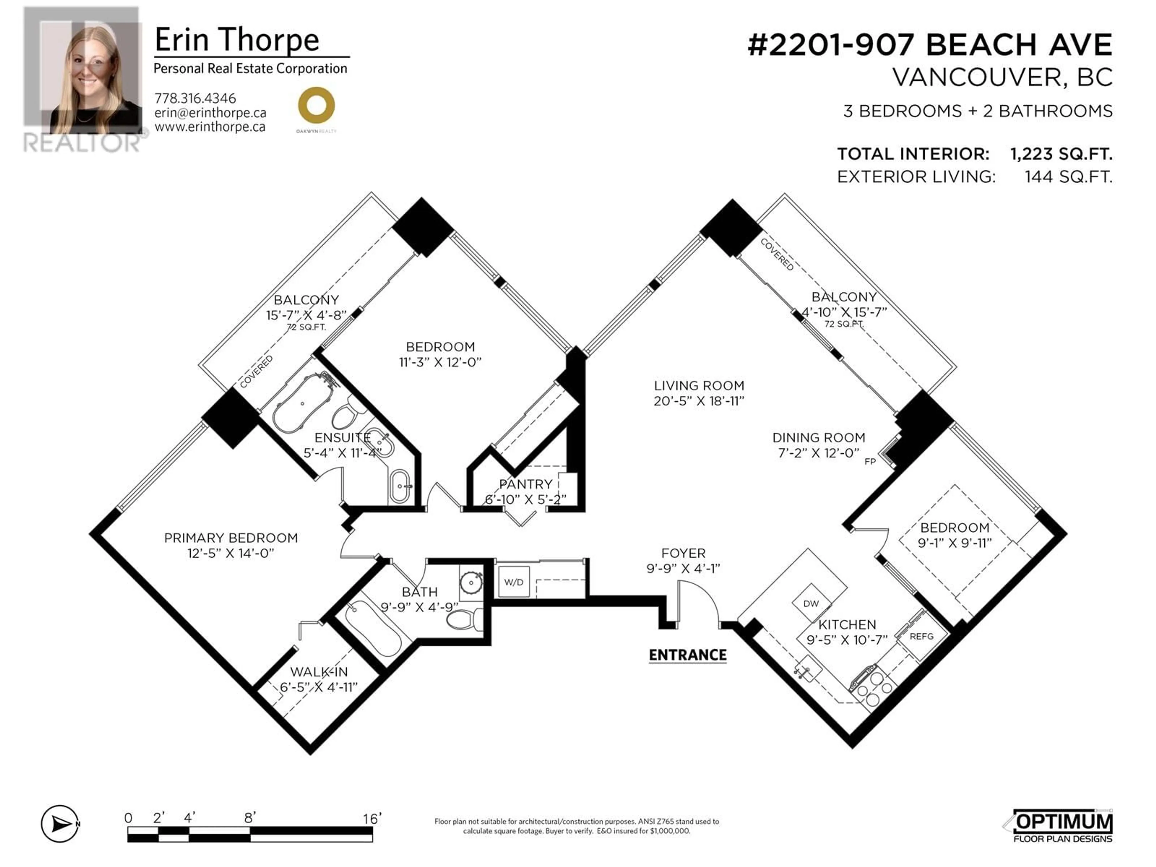 Floor plan for 2201 907 BEACH AVENUE, Vancouver British Columbia V6Z2R3