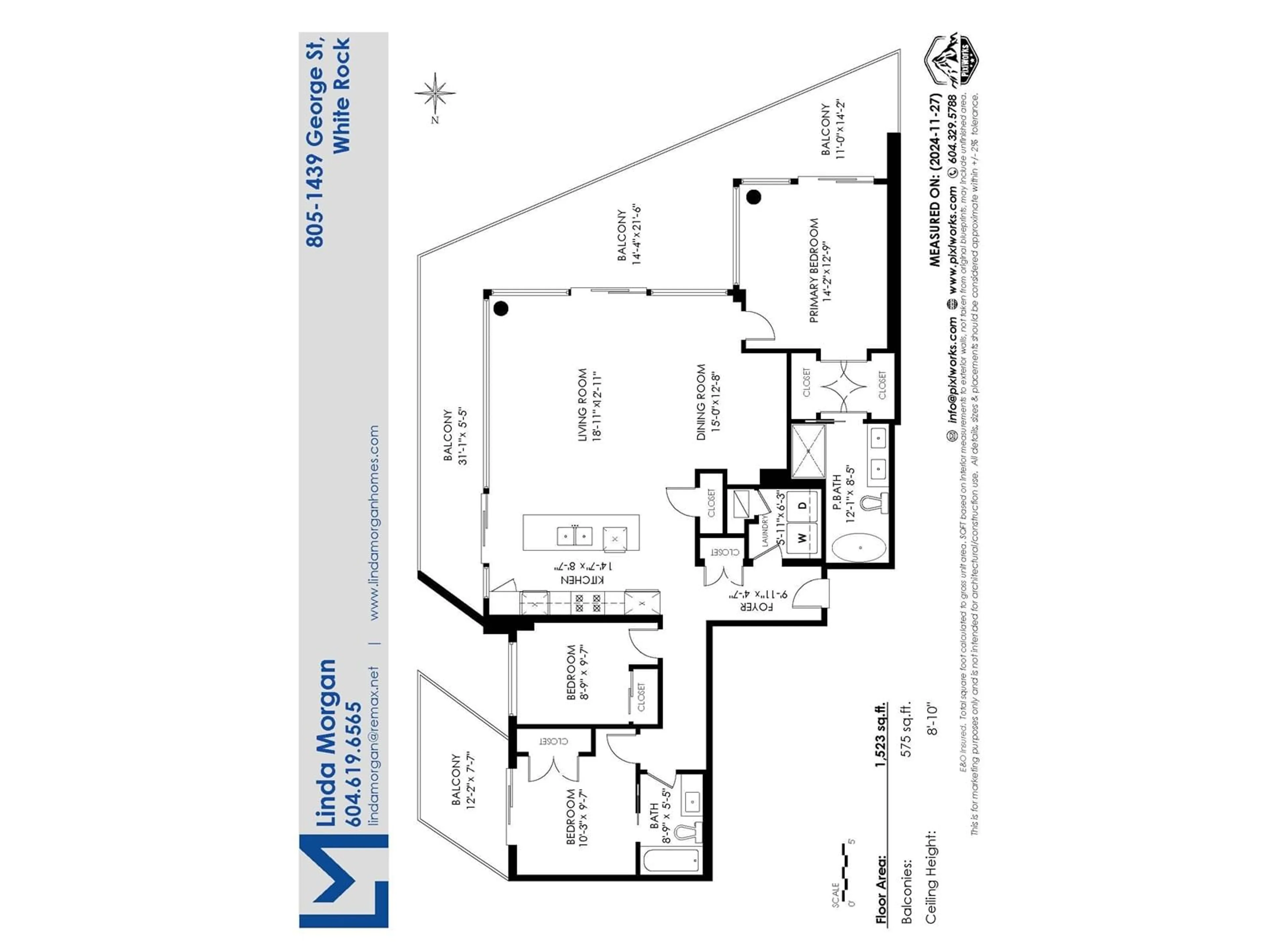 Floor plan for 805 1439 GEORGE STREET, White Rock British Columbia V4B0B9