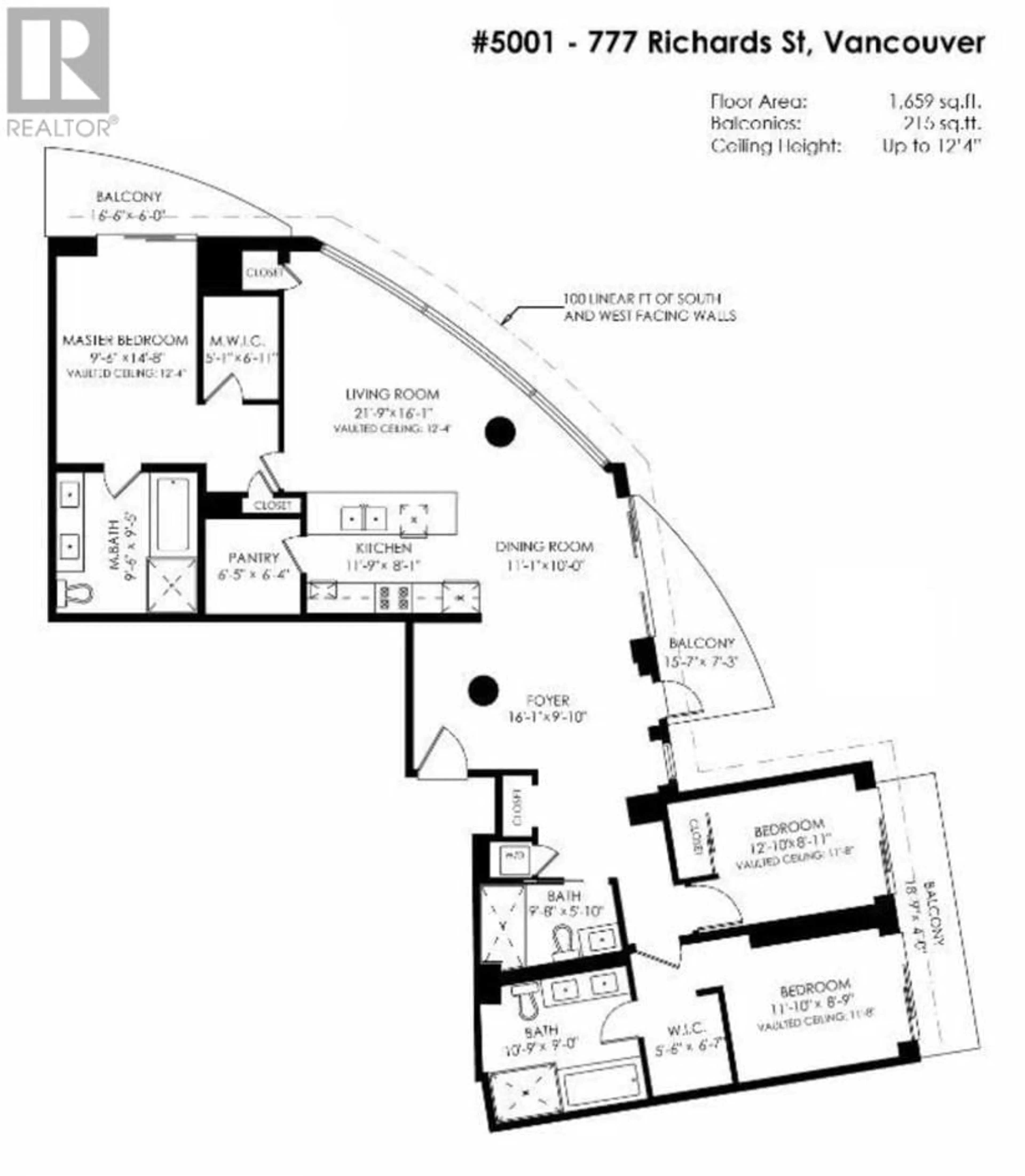 Floor plan for 5001 777 RICHARDS STREET, Vancouver British Columbia V6B0M6