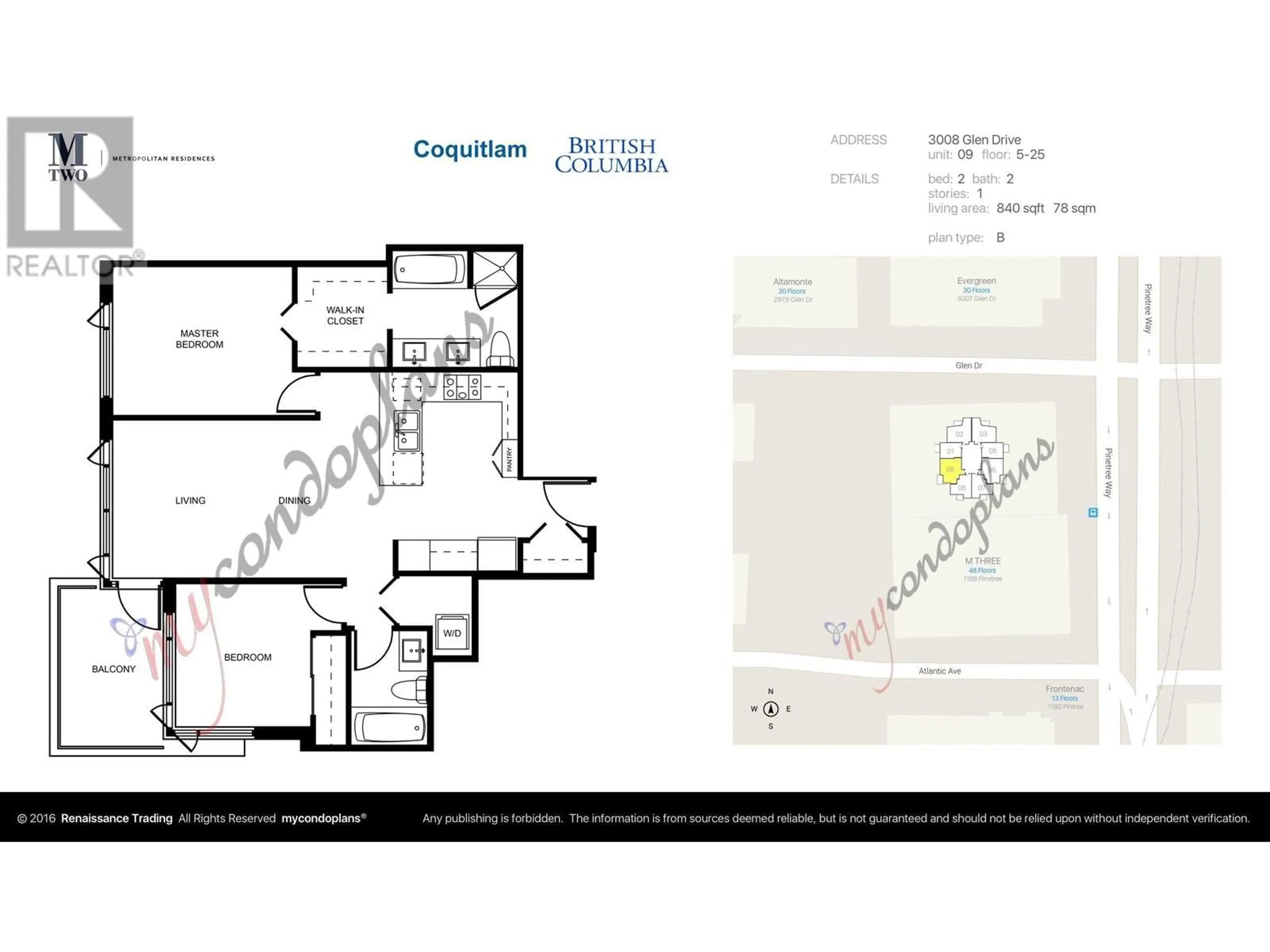 Floor plan for 2309 3008 GLEN DRIVE, Coquitlam British Columbia V3B0J5