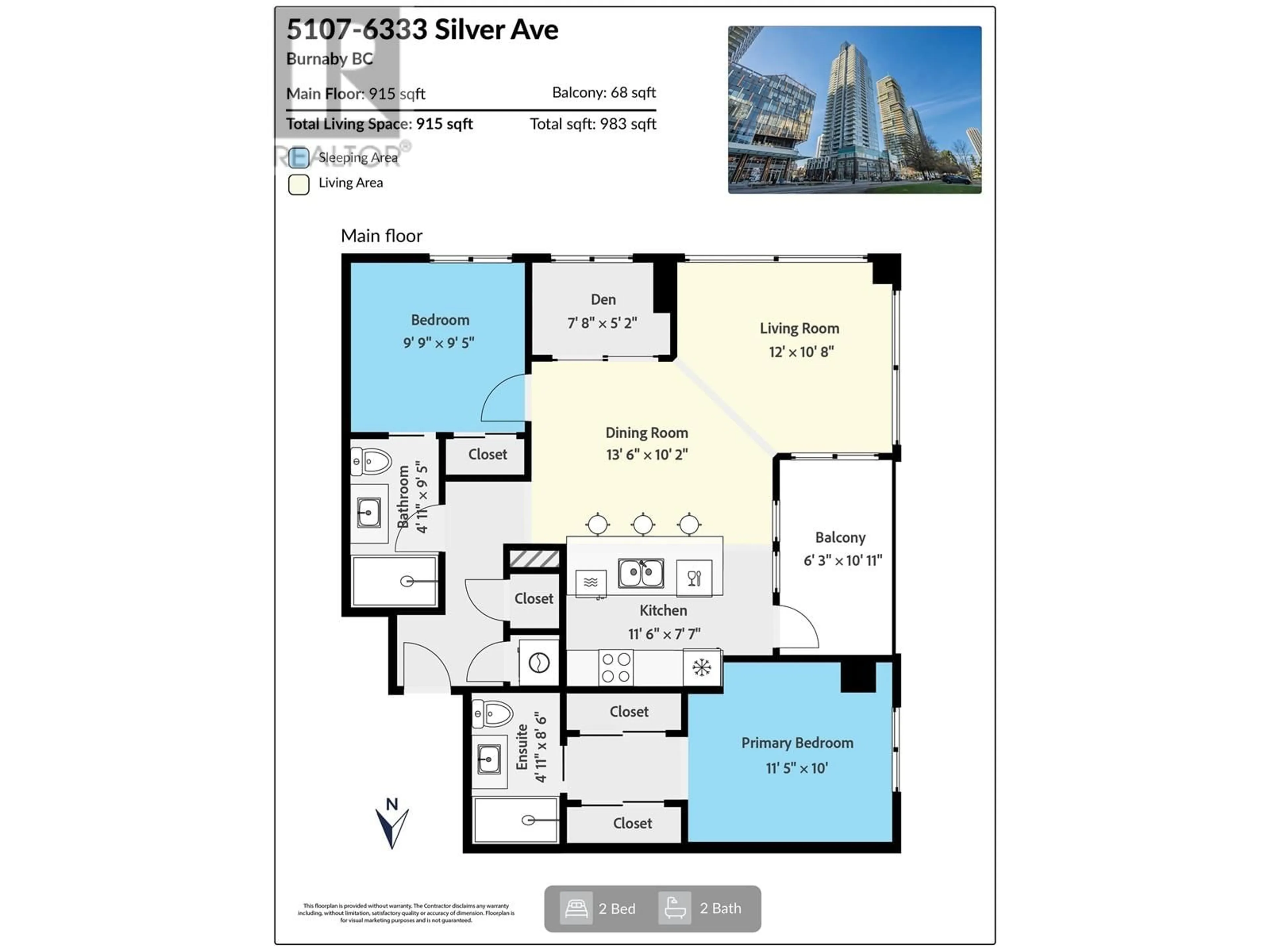 Floor plan for 5107 - 6333 SILVER AVENUE, Burnaby British Columbia V5H0C3