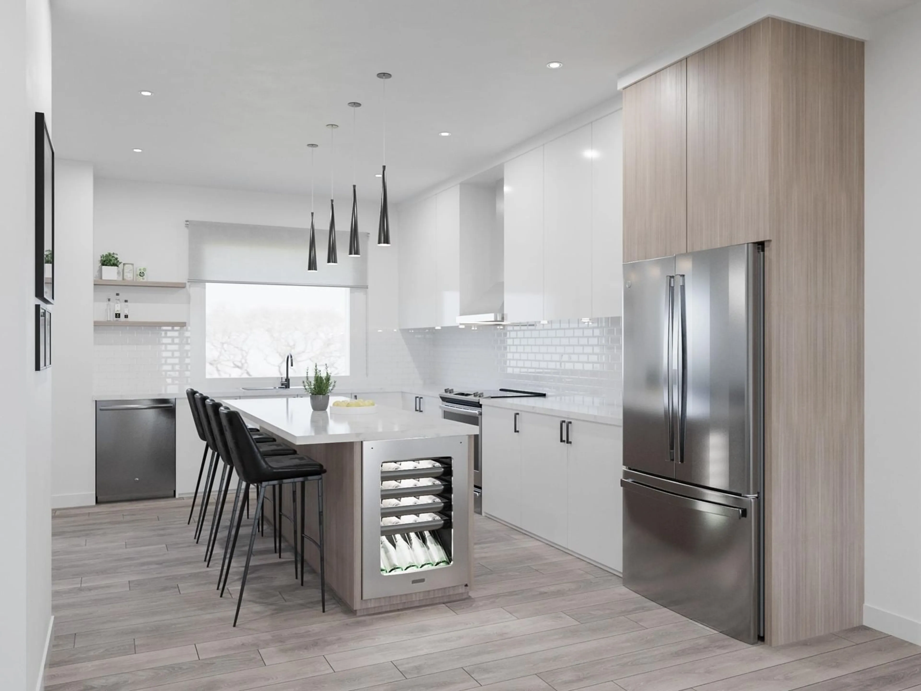 Contemporary kitchen, wood floors for 28 5629 KING GEORGE BOULEVARD, Surrey British Columbia V0V0V0