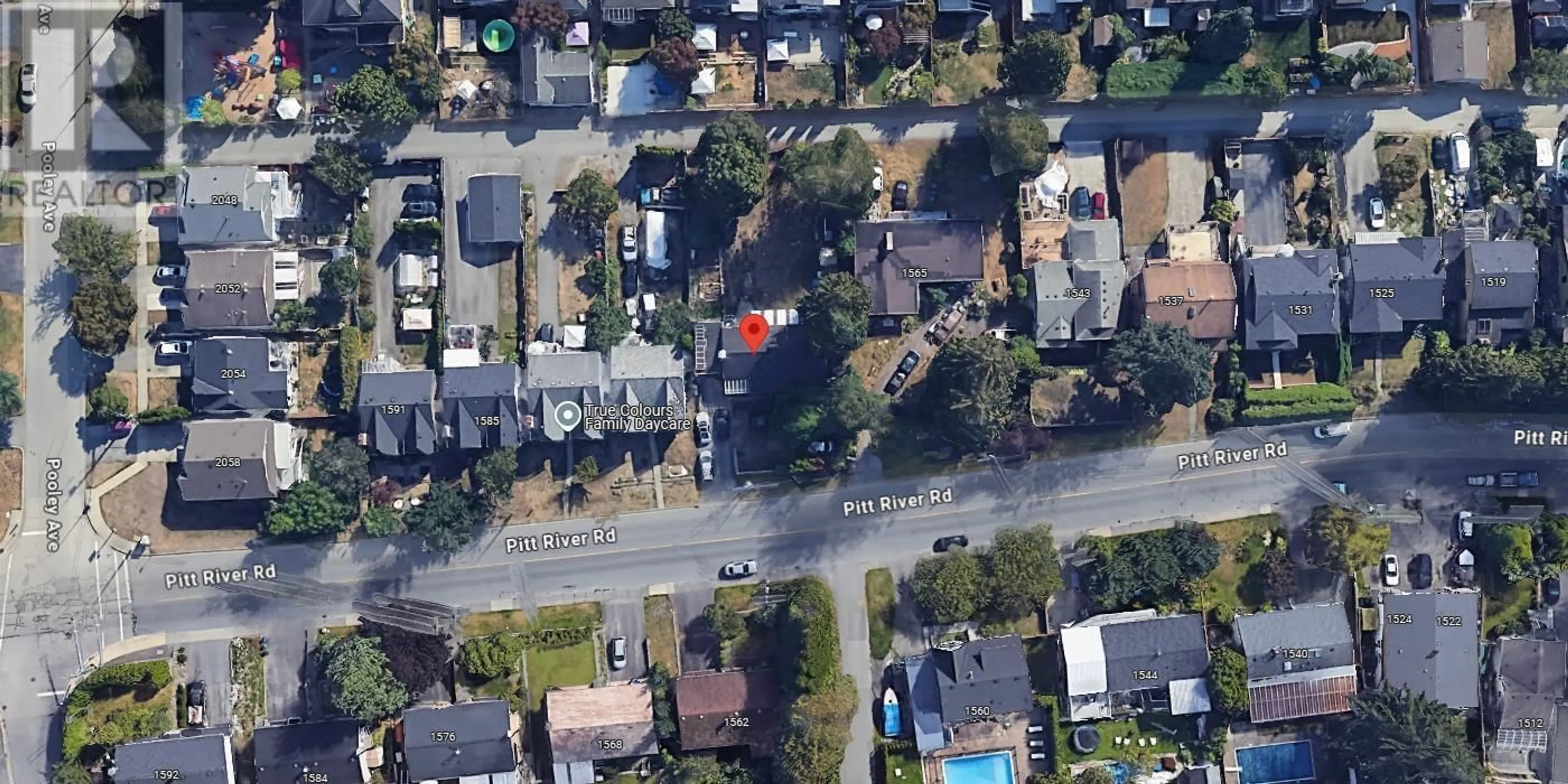 A pic from outside/outdoor area/front of a property/back of a property/a pic from drone, street for 1567 PITT RIVER ROAD, Port Coquitlam British Columbia V3C1P3