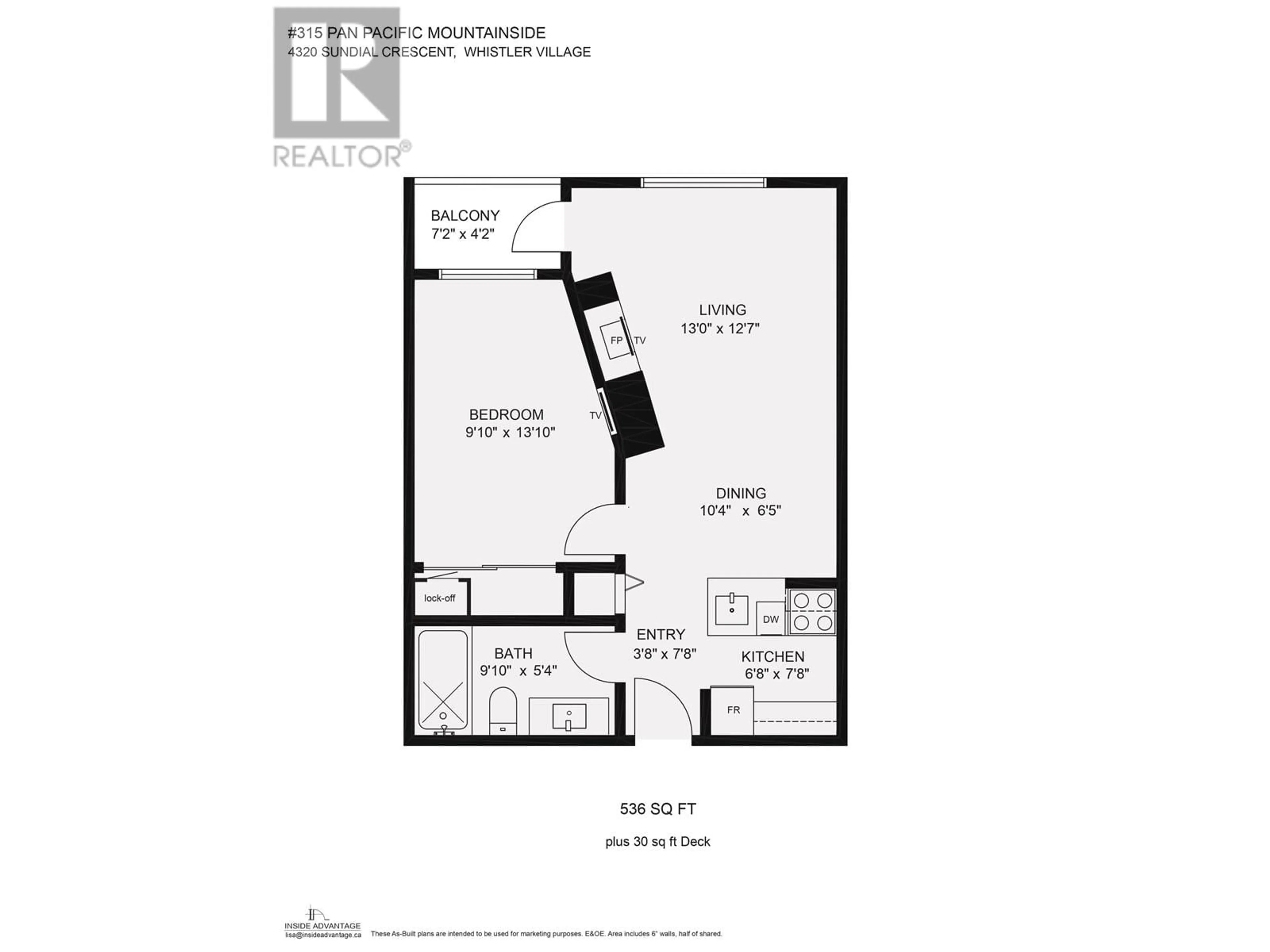 Floor plan for 315 - 4320 SUNDIAL CRESCENT, Whistler British Columbia V8E1G6
