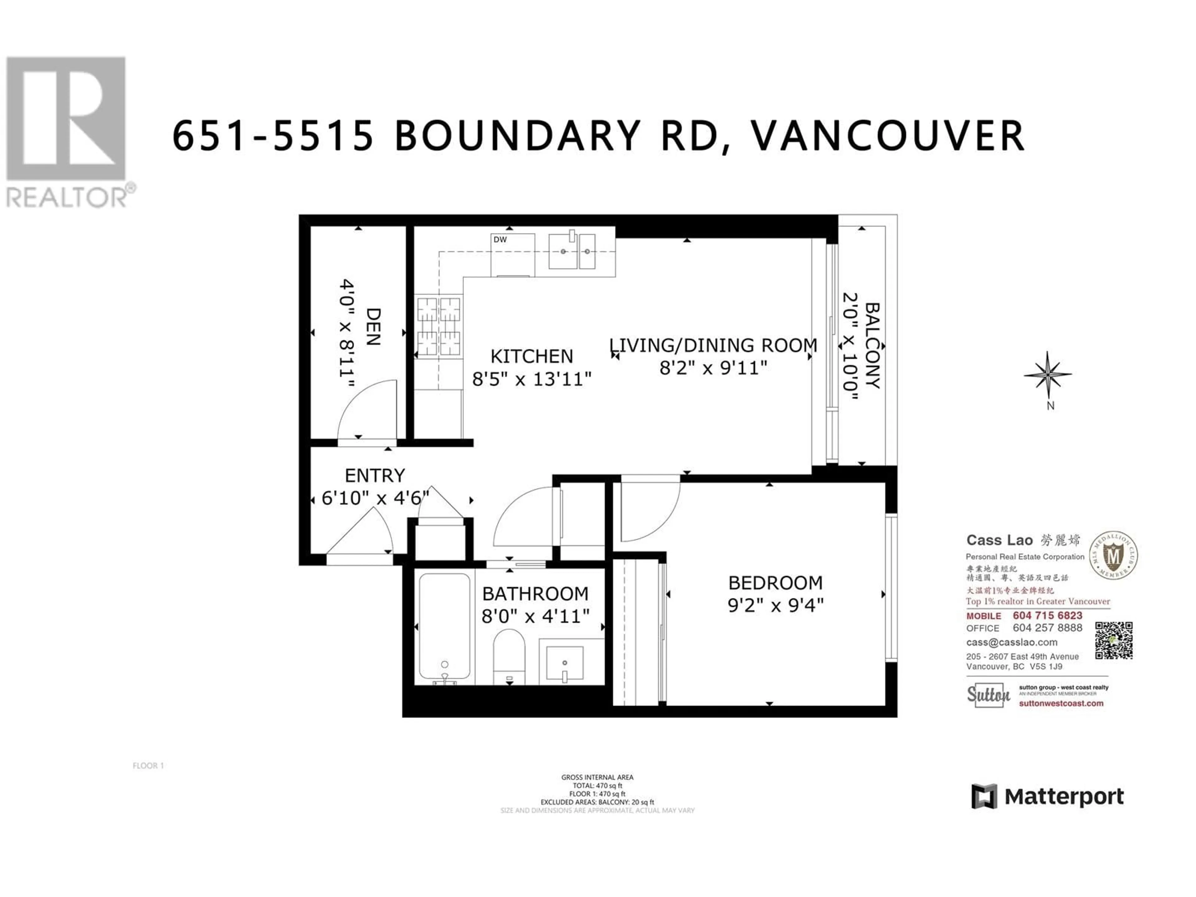 Floor plan for 651 5515 BOUNDARY ROAD, Vancouver British Columbia V5R0E3