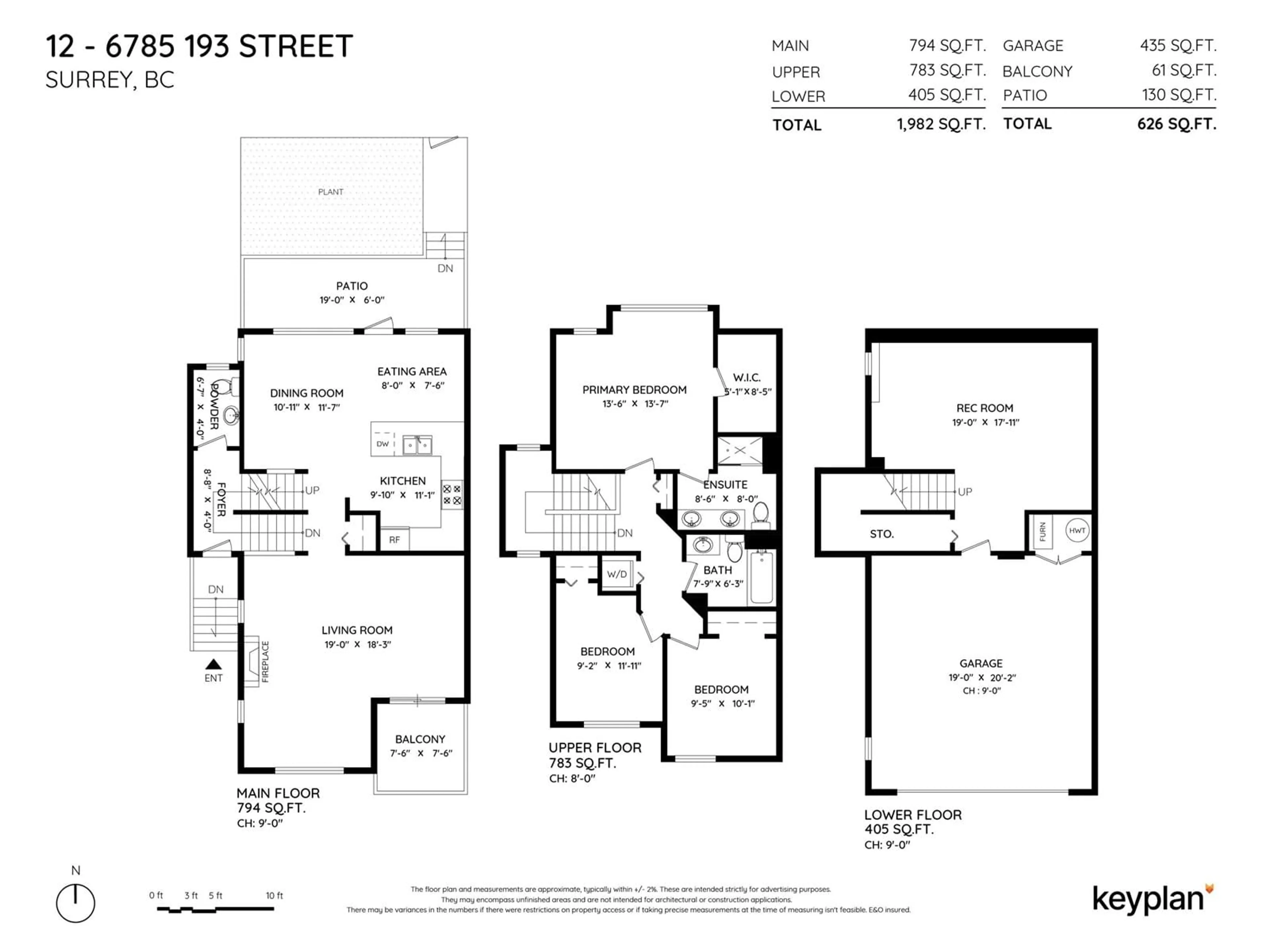 Floor plan for 12 6785 193 STREET, Surrey British Columbia V4N0Z4