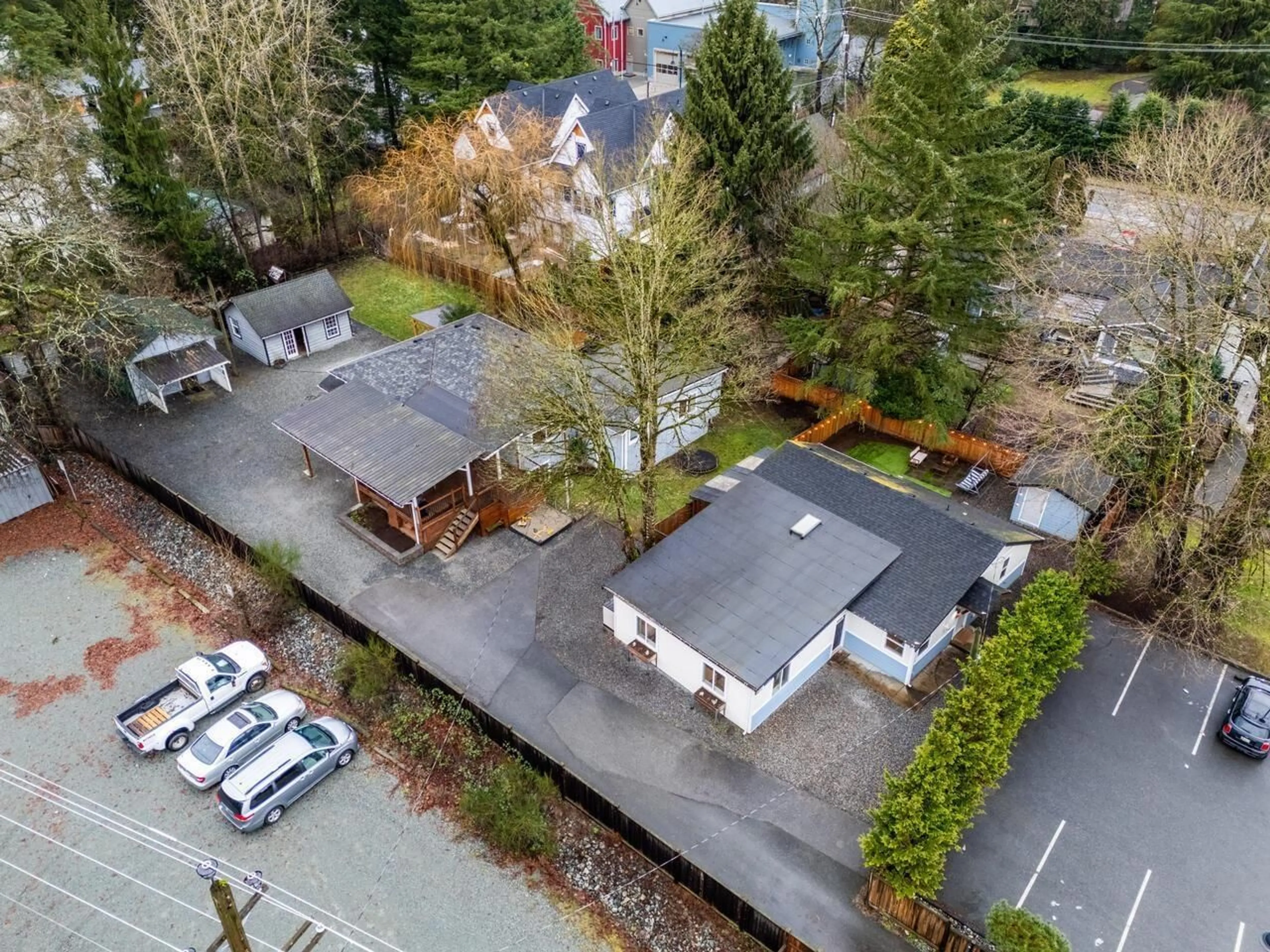 A pic from outside/outdoor area/front of a property/back of a property/a pic from drone, street for 9097 GLOVER ROAD, Langley British Columbia V1M2S3