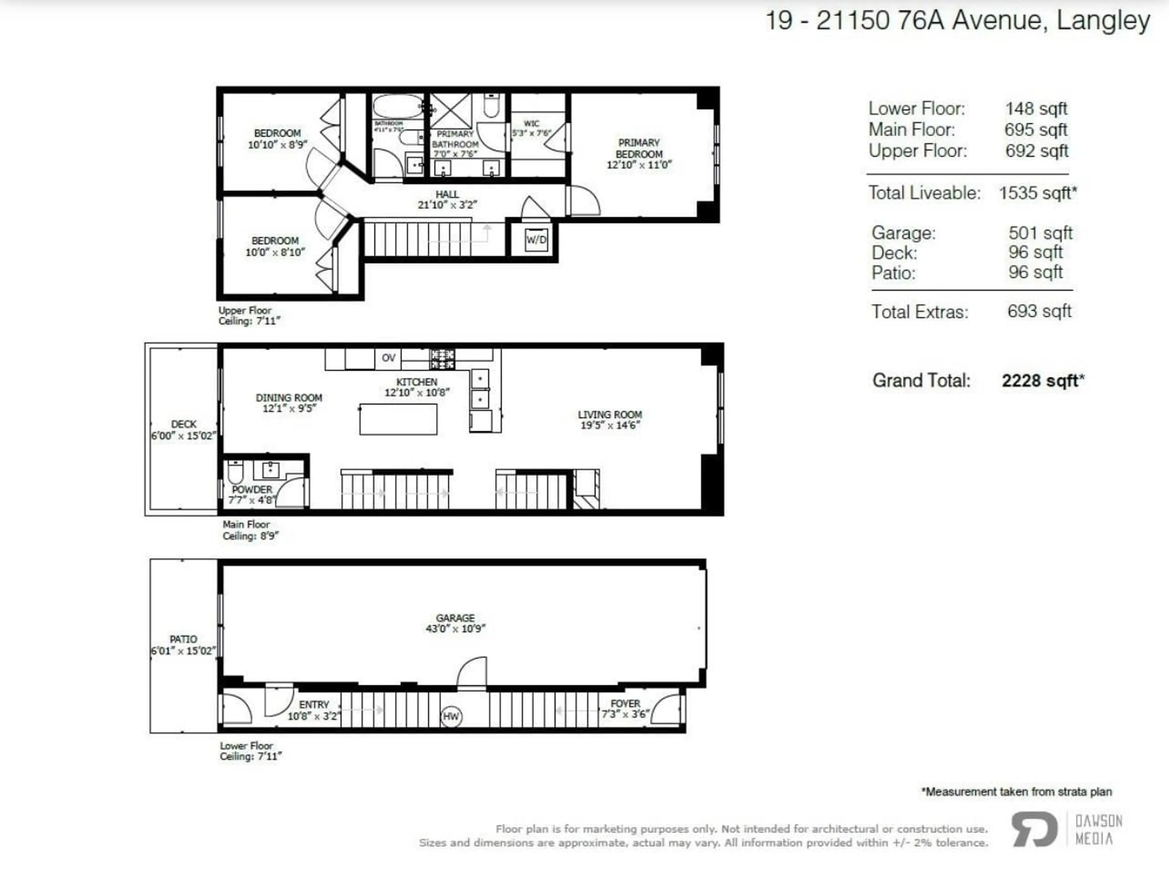 Floor plan for 19 21150 76A AVENUE, Langley British Columbia V2Y0V9