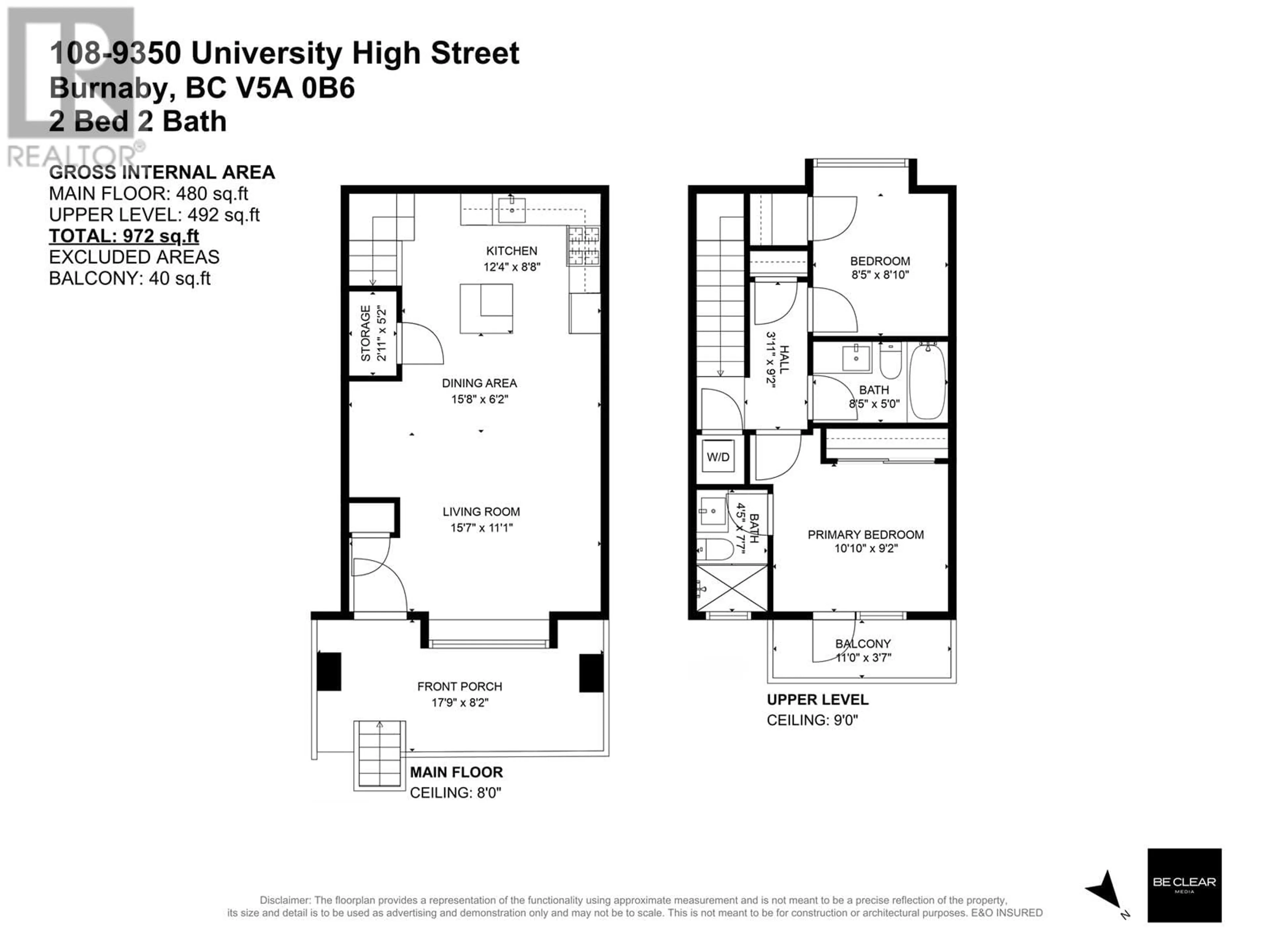 Floor plan for 108 9350 UNIVERSITY HIGH STREET, Burnaby British Columbia V5A0B6