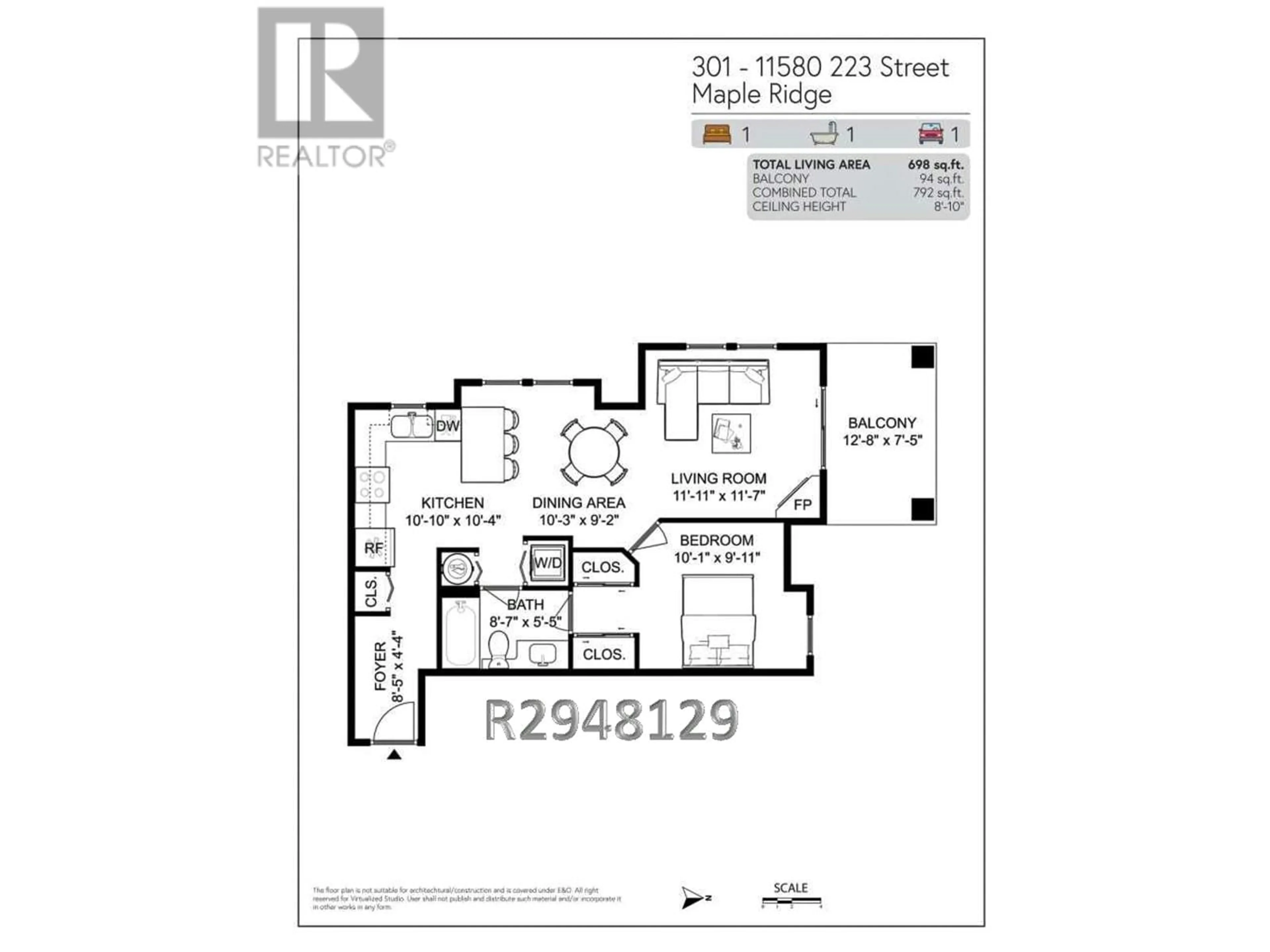 Floor plan for 301 11580 223 STREET, Maple Ridge British Columbia V2X9H1