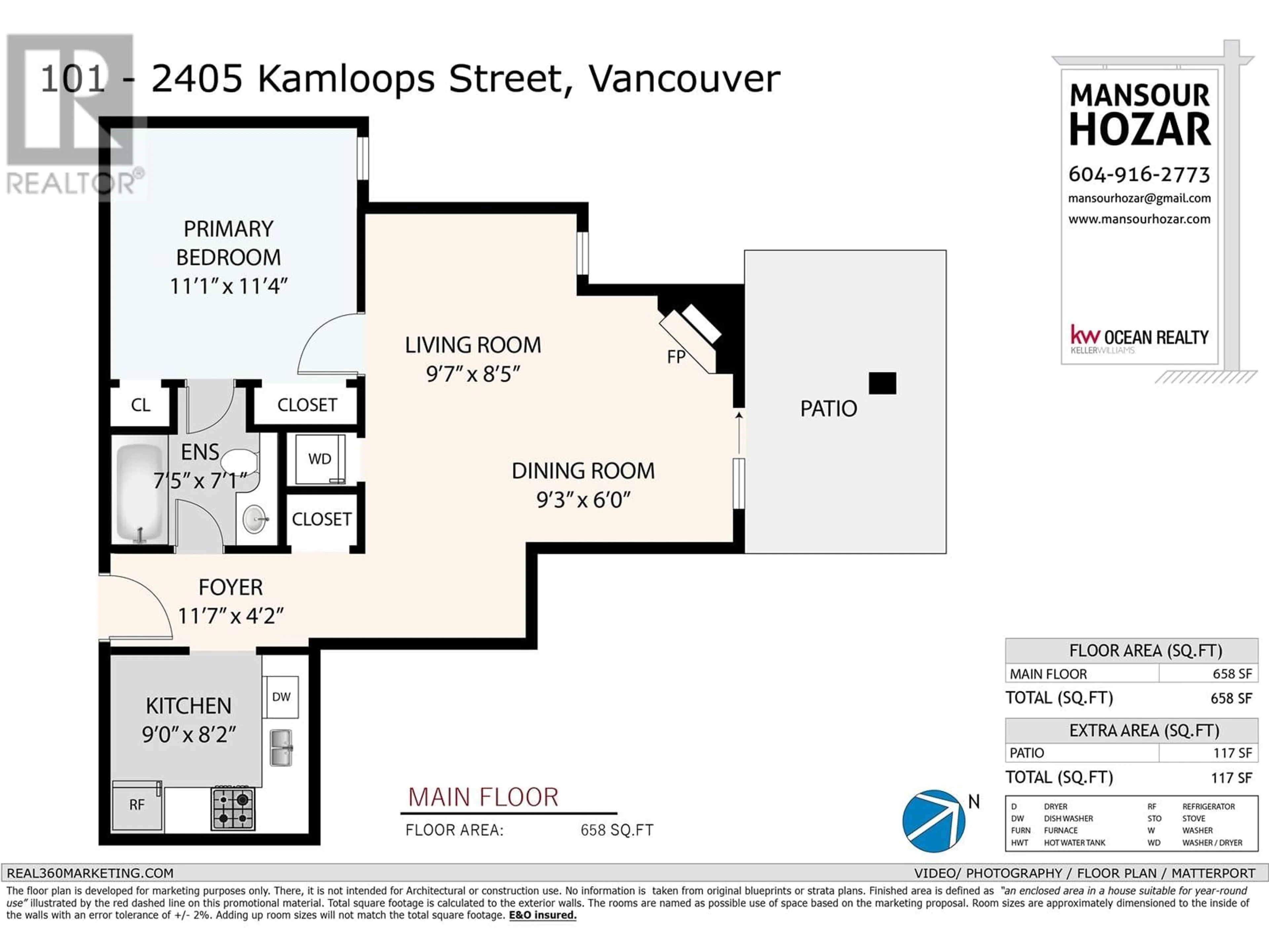 Floor plan for 101 2405 KAMLOOPS STREET, Vancouver British Columbia V5M4V6