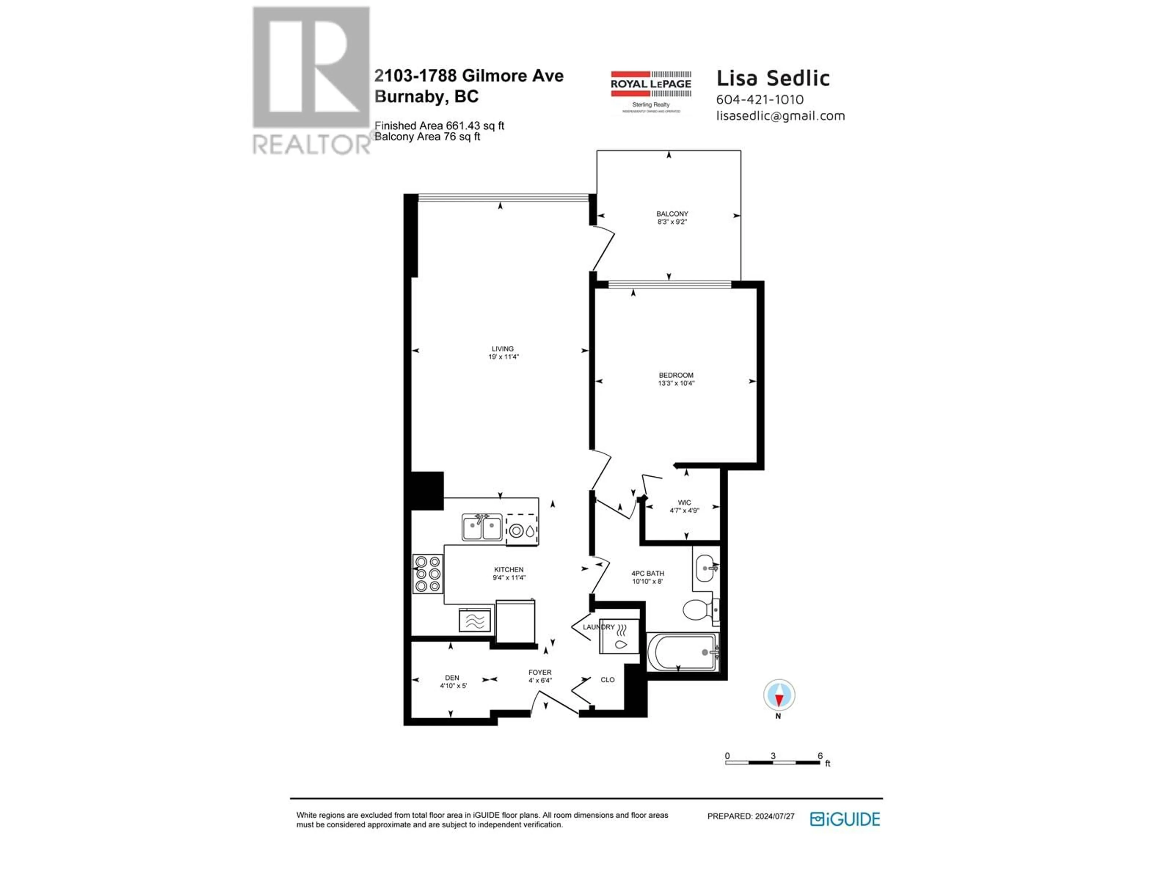 Floor plan for 2103 1788 GILMORE AVENUE, Burnaby British Columbia V5C0L5