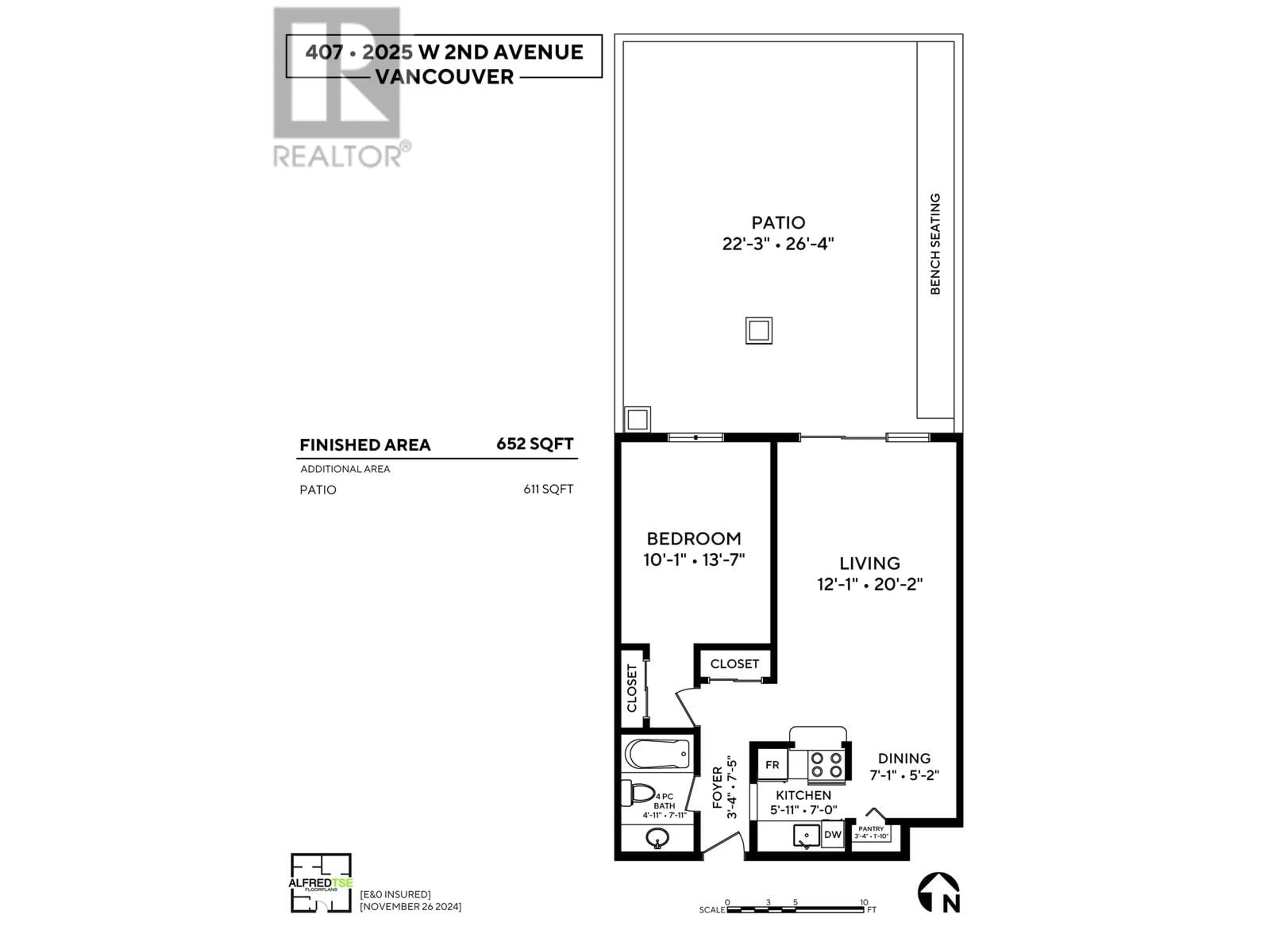 Floor plan for 407 2025 W 2ND AVENUE, Vancouver British Columbia V6J1J6