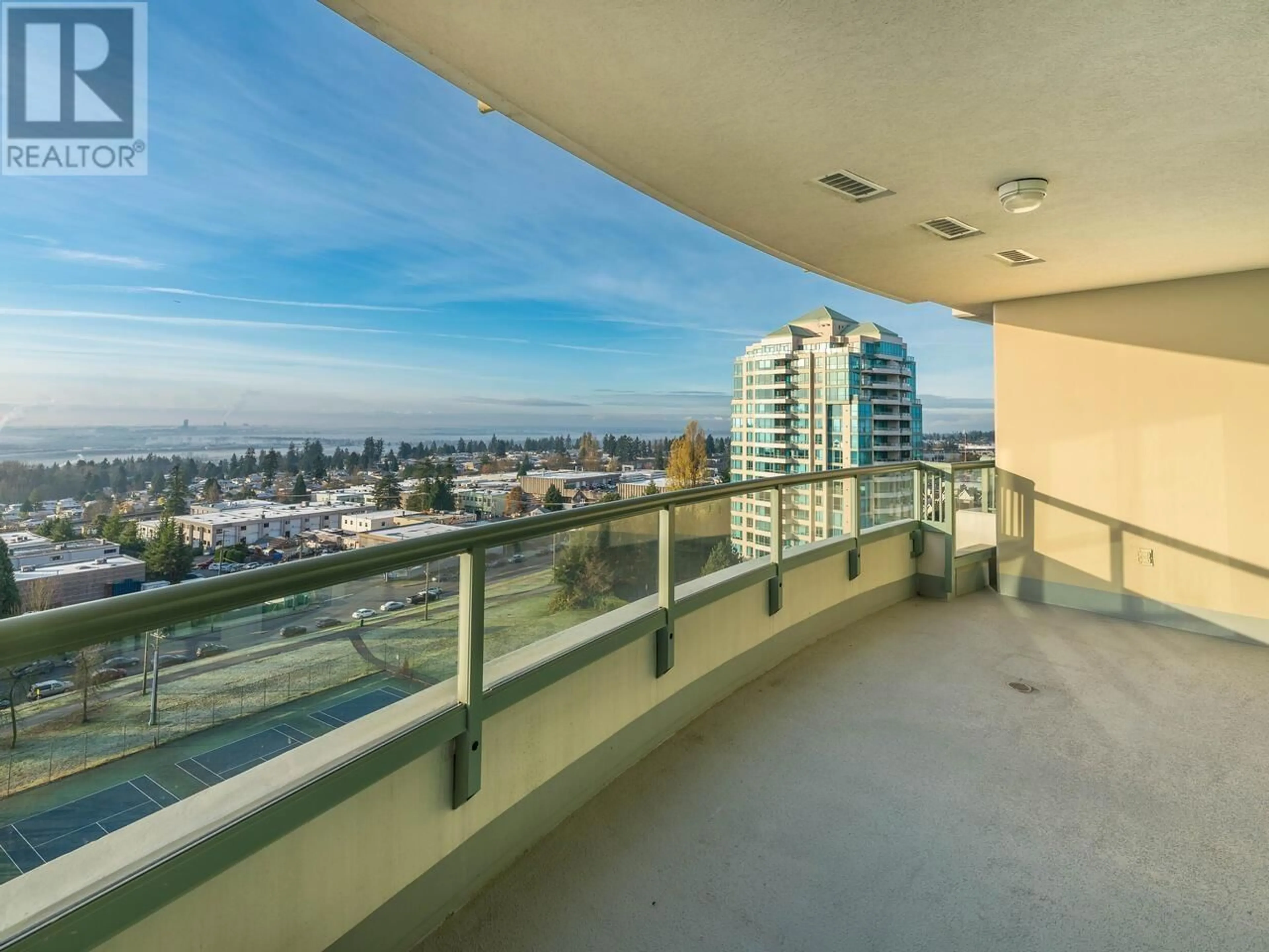 Balcony in the apartment, the view of city buildings for 1303 6659 SOUTHOAKS CRESCENT, Burnaby British Columbia V5E4M9