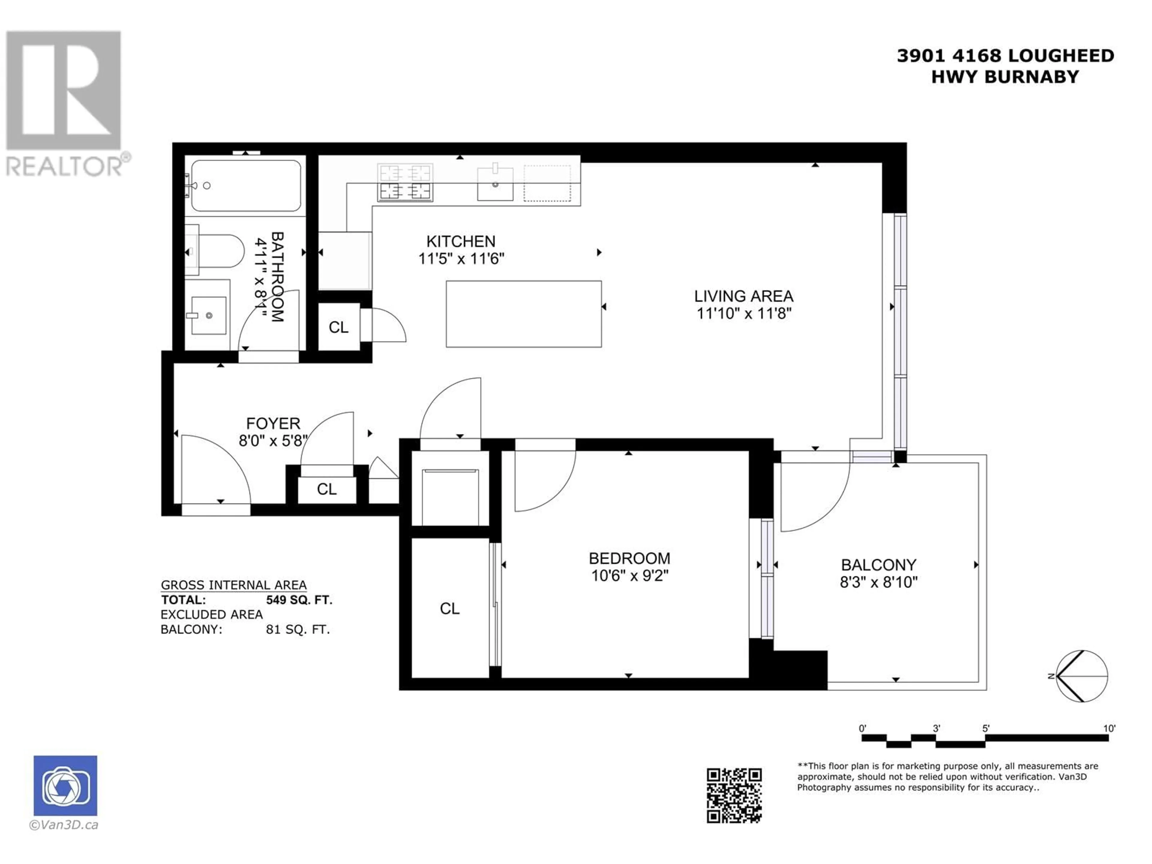 Floor plan for 3901 4168 LOUGHEED HIGHWAY HIGHWAY, Burnaby British Columbia V5C0N9