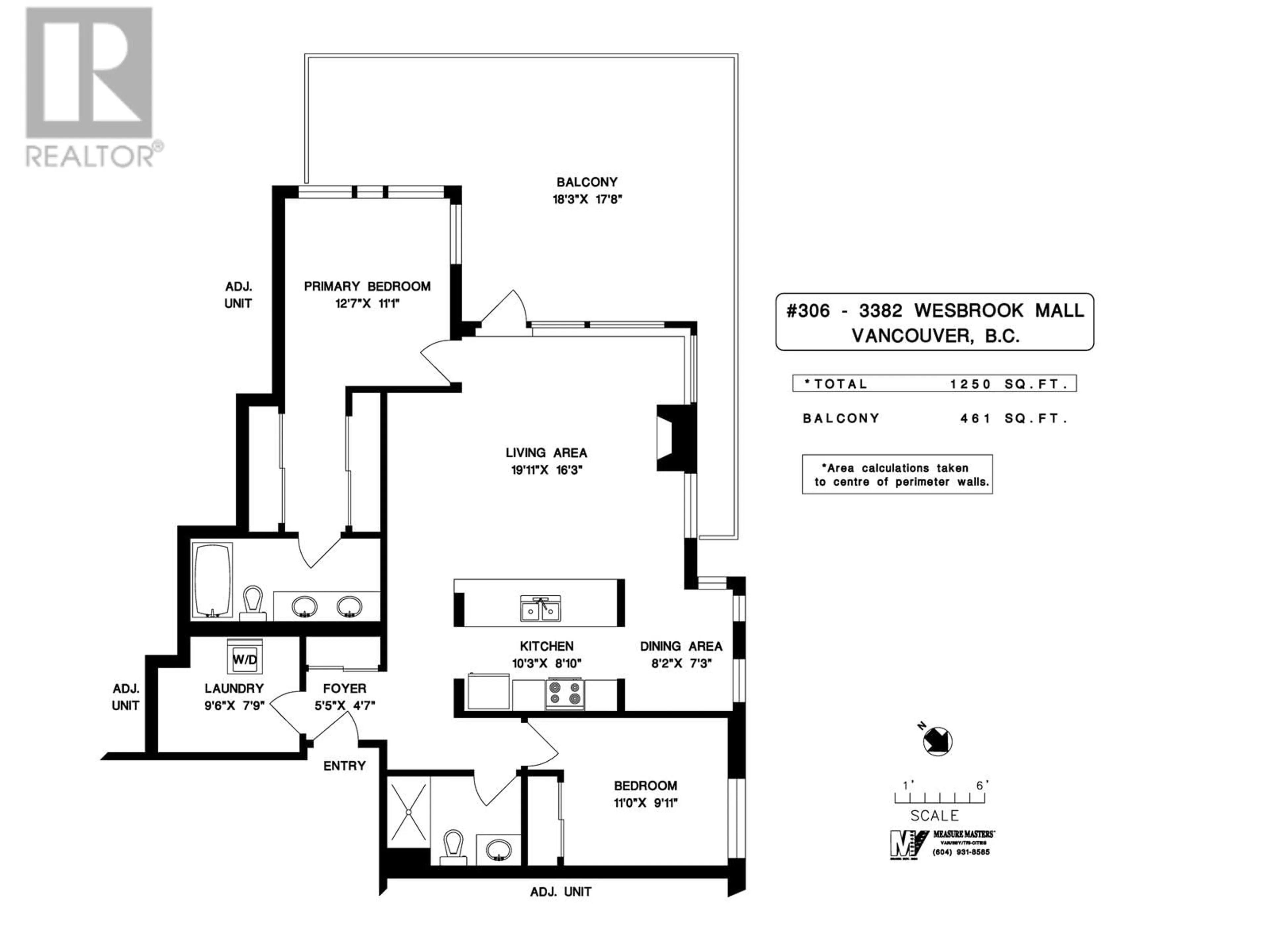 Floor plan for 306 3382 WESBROOK MALL, Vancouver British Columbia V6S0A7