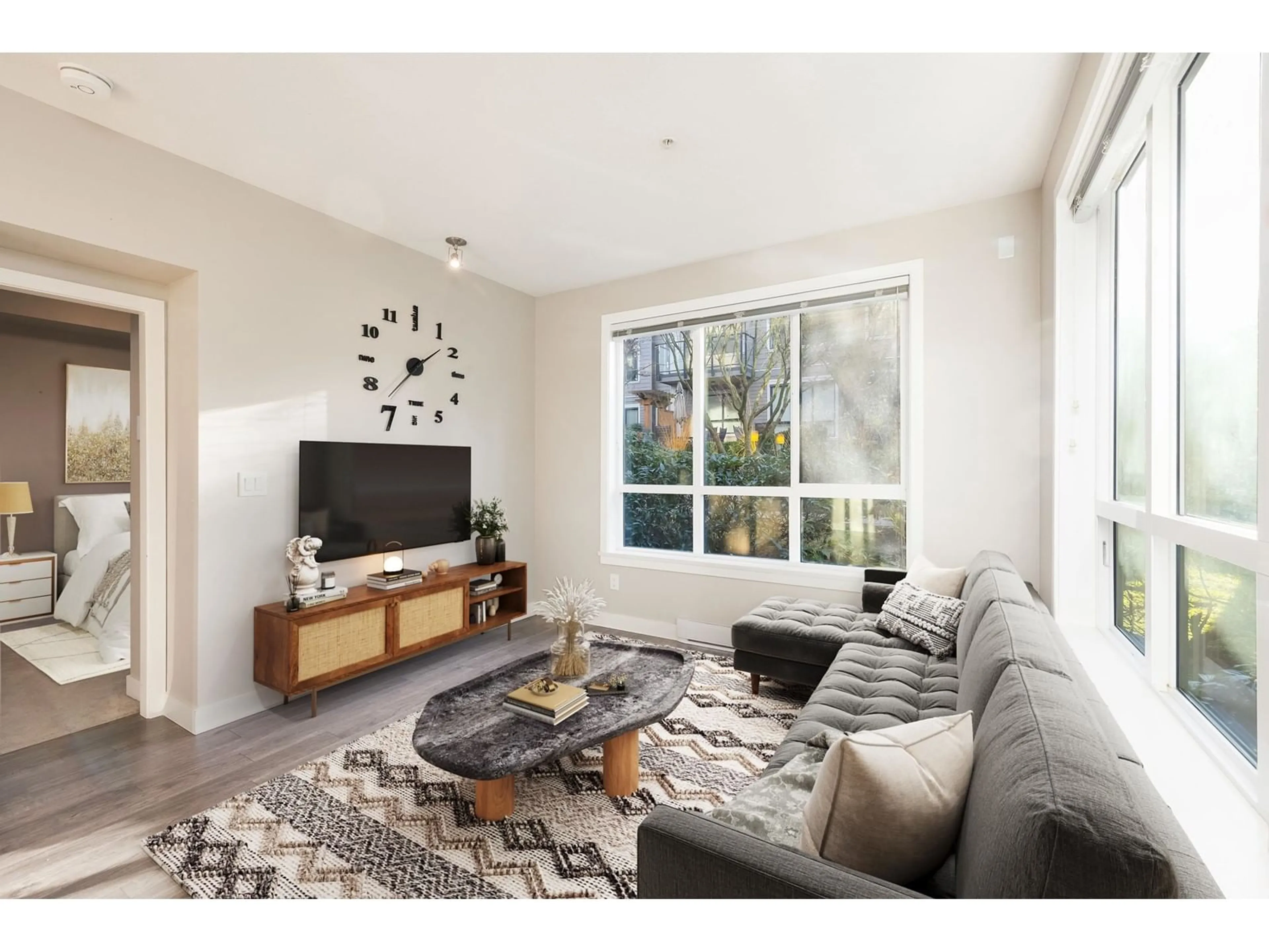 Living room, wood floors for 210 15388 105 AVENUE, Surrey British Columbia V3R0C4