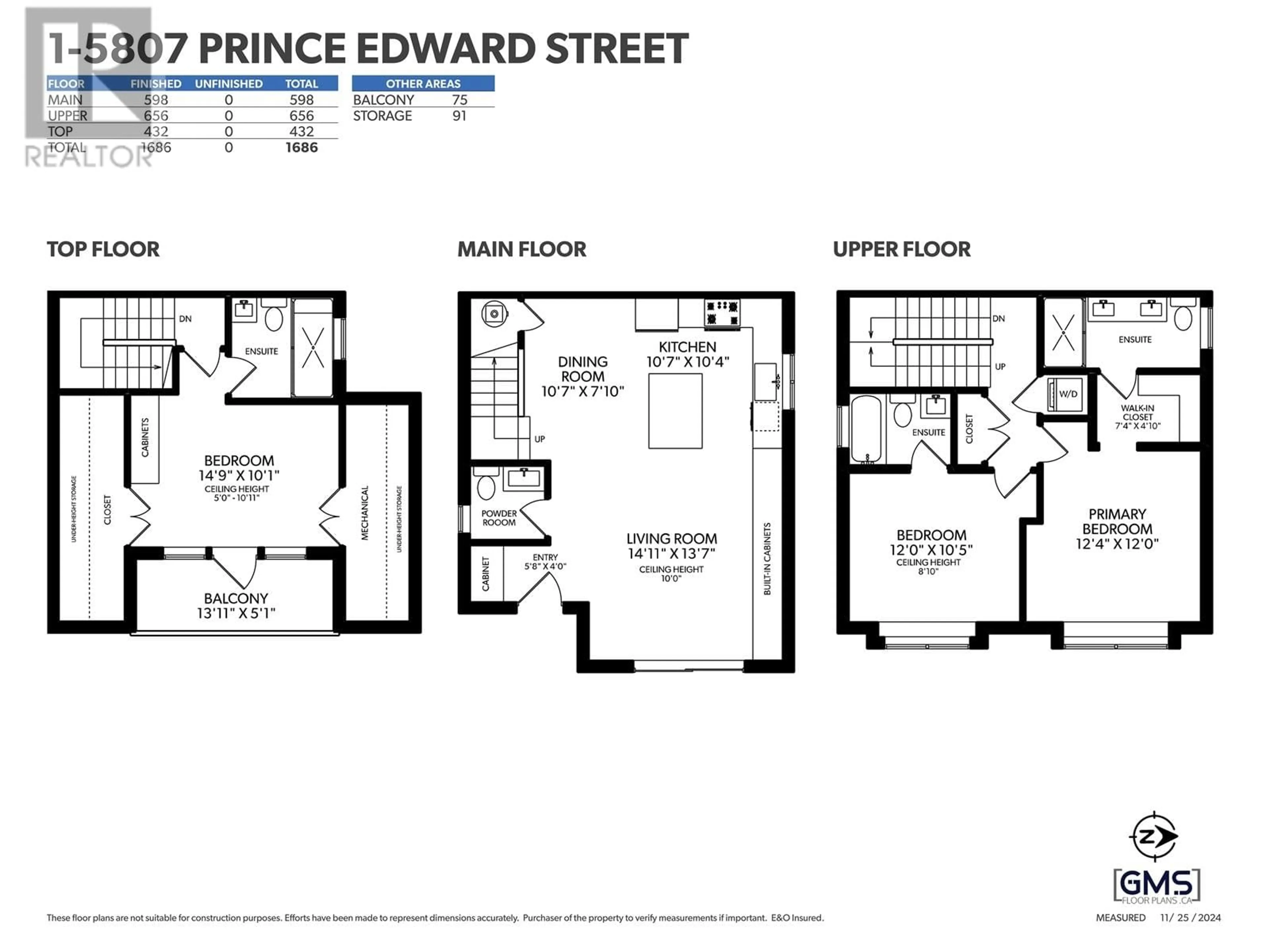 Floor plan for 1 5807 PRINCE EDWARD STREET, Vancouver British Columbia V5W2X8