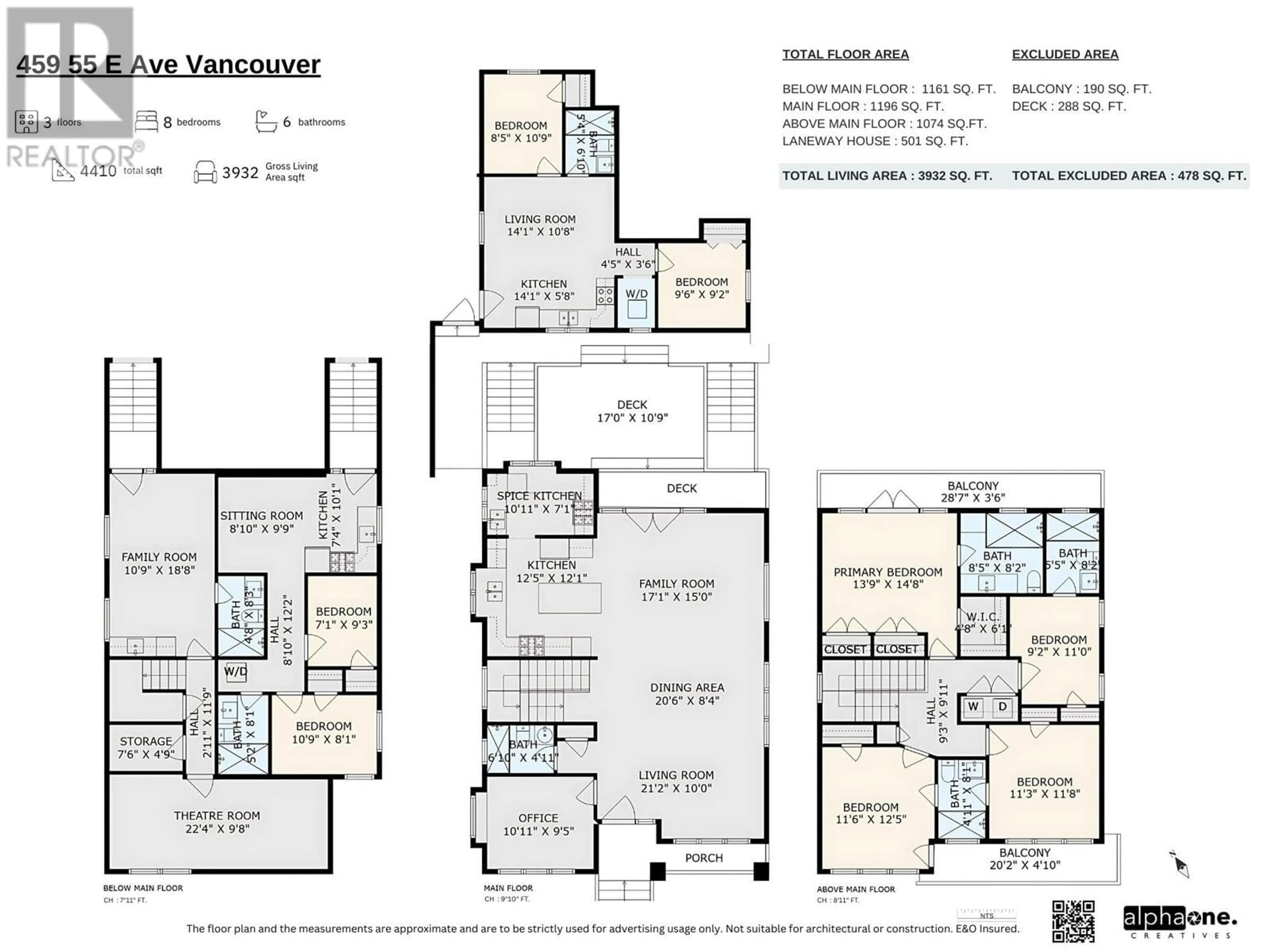 Floor plan for 459 E 55TH AVENUE, Vancouver British Columbia V5X1N3