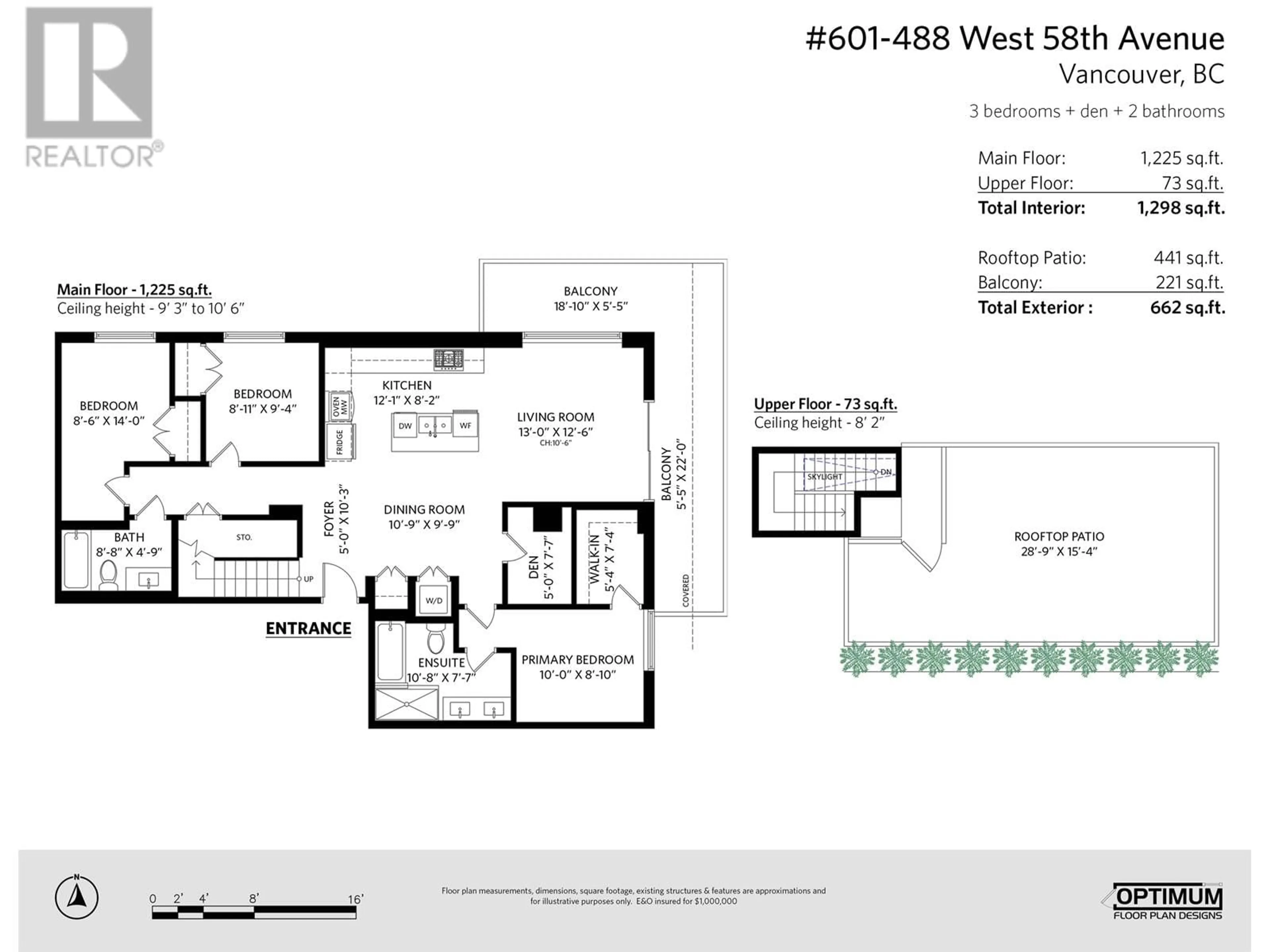 Floor plan for 601 488 W 58TH AVENUE, Vancouver British Columbia V5X1V5