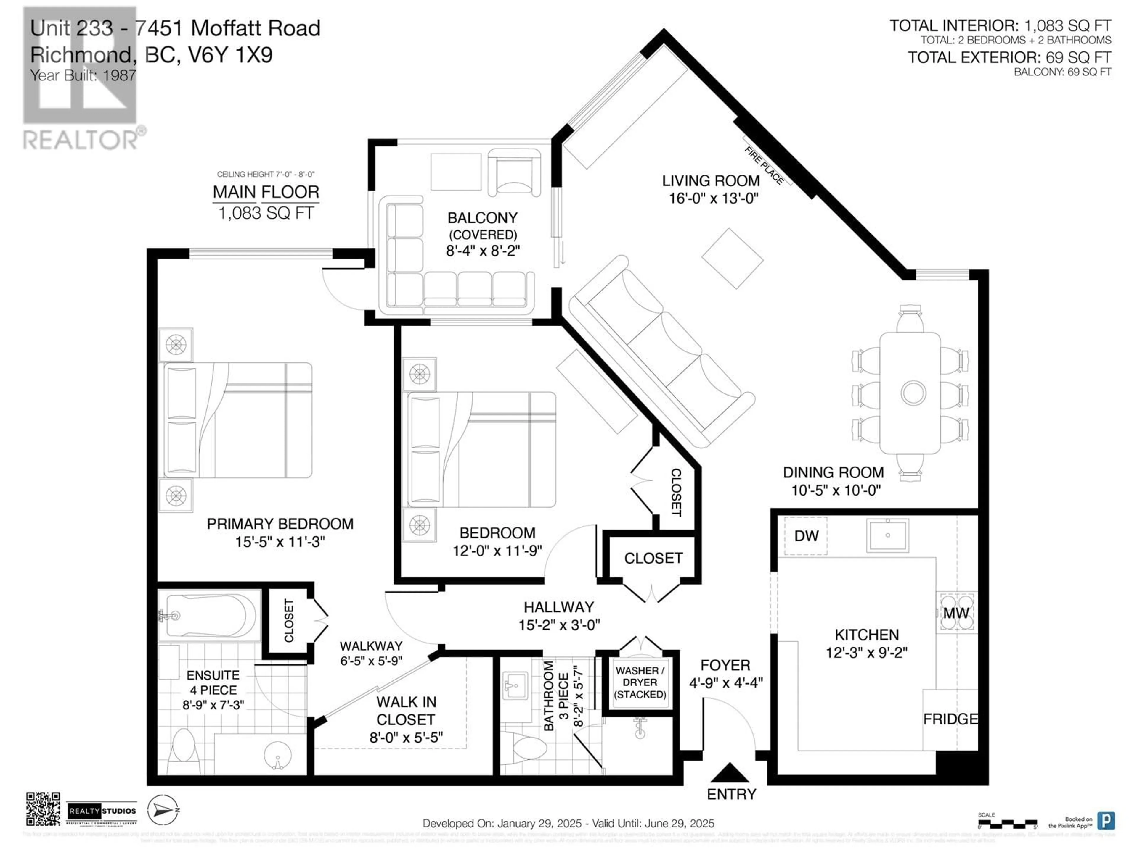Floor plan for 233 - 7451 MOFFATT ROAD, Richmond British Columbia V6Y3W3