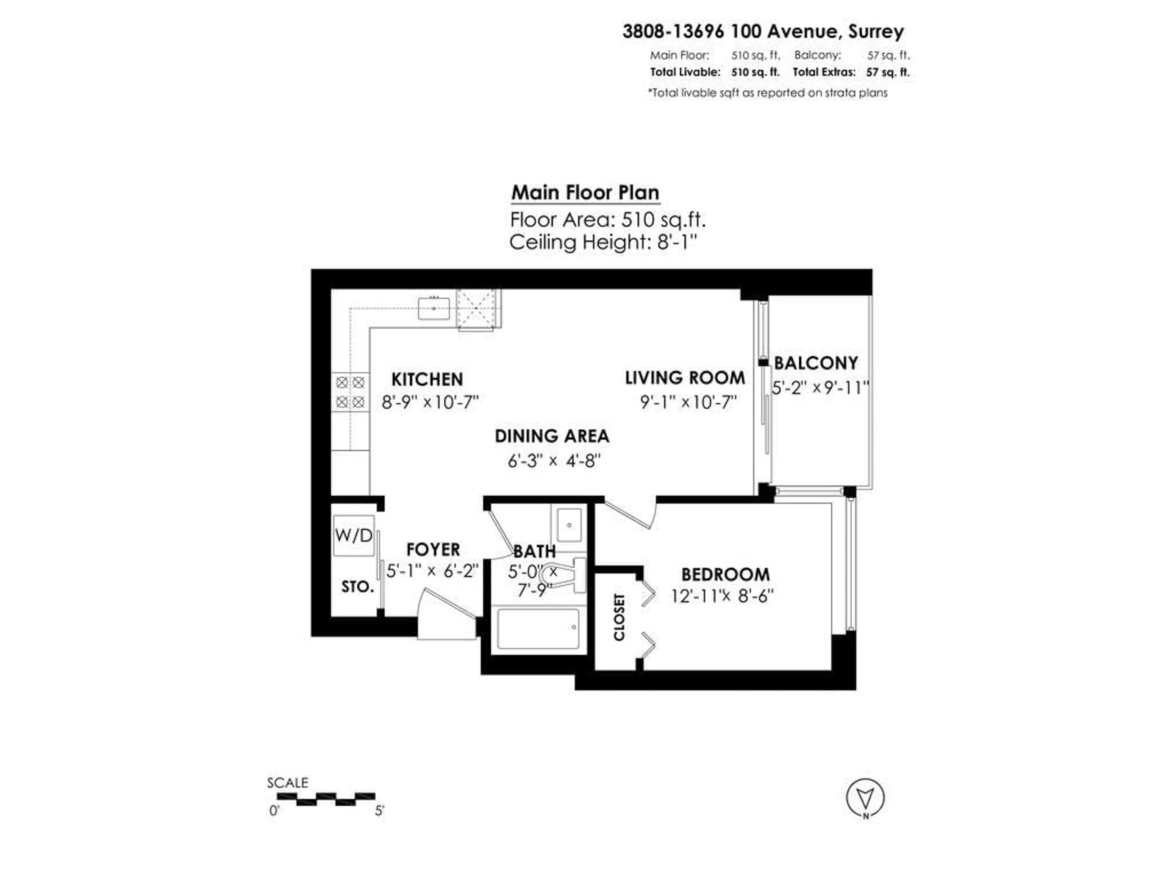 Floor plan for 3808 13696 100 AVENUE, Surrey British Columbia V3T0L5