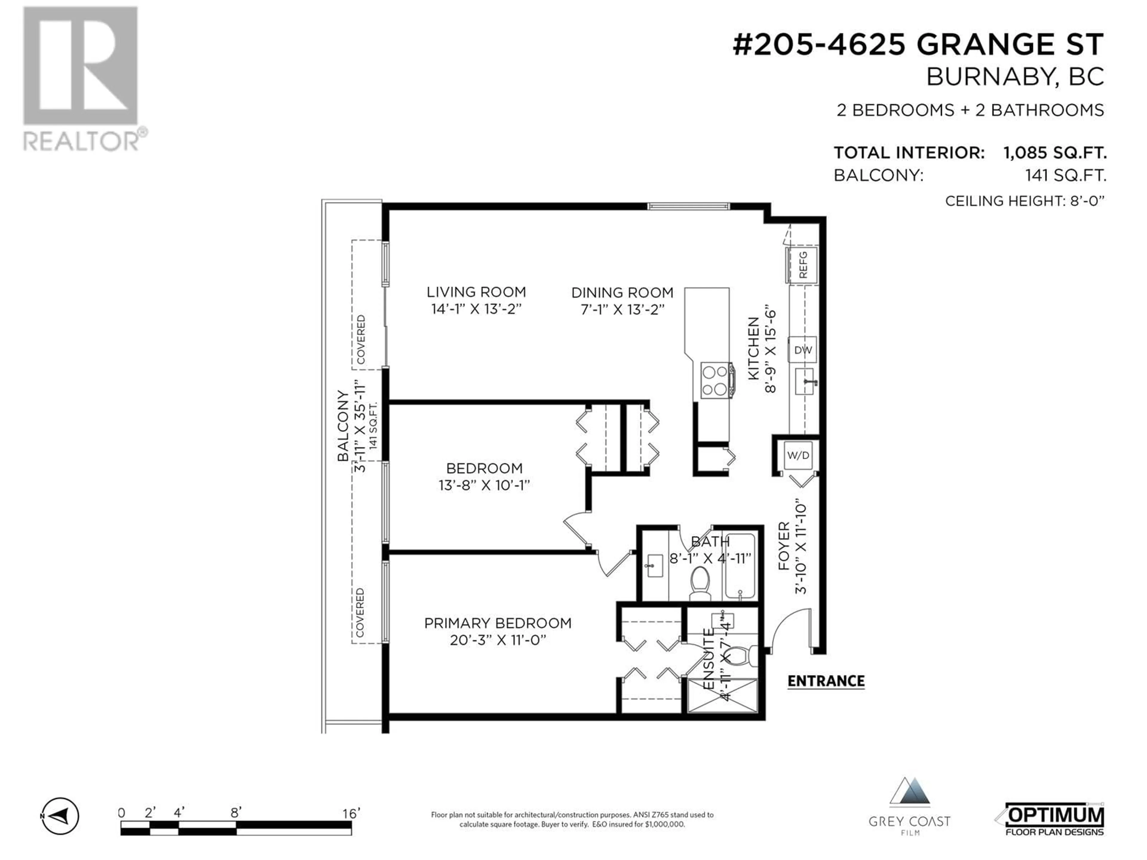 Floor plan for 205 4625 GRANGE STREET, Burnaby British Columbia V5H1R1