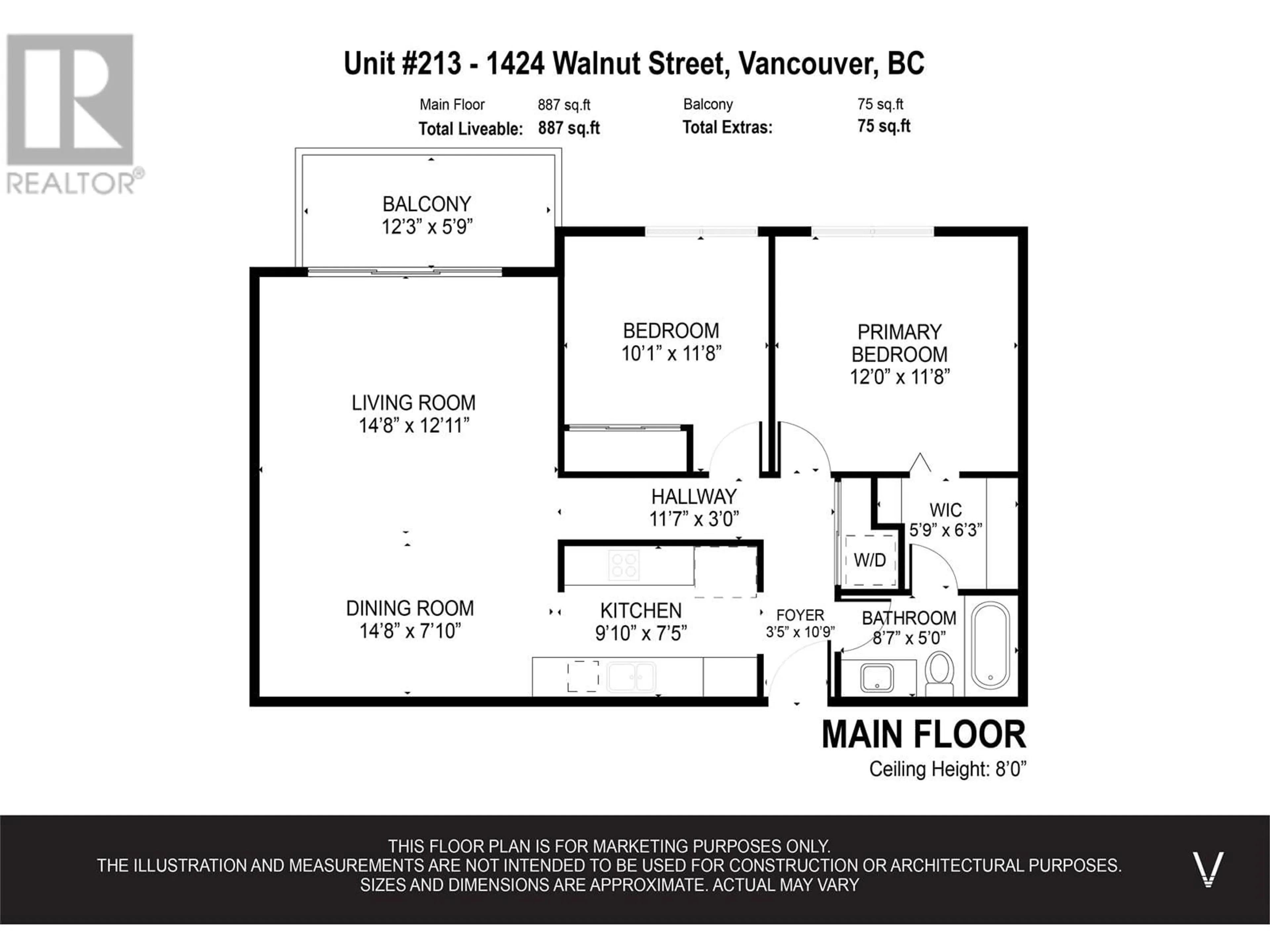 Floor plan for 213 1424 WALNUT STREET, Vancouver British Columbia V6J3R3