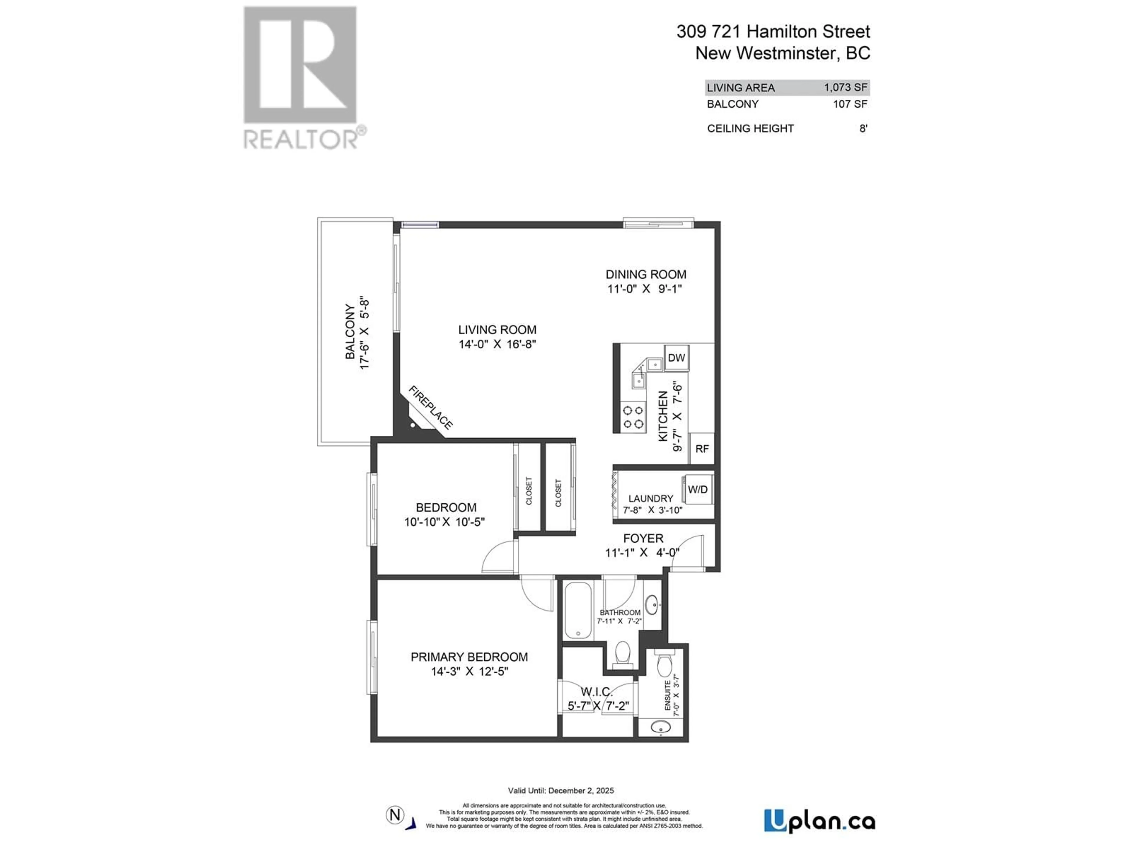 Floor plan for 309 721 HAMILTON STREET, New Westminster British Columbia V3M2M7