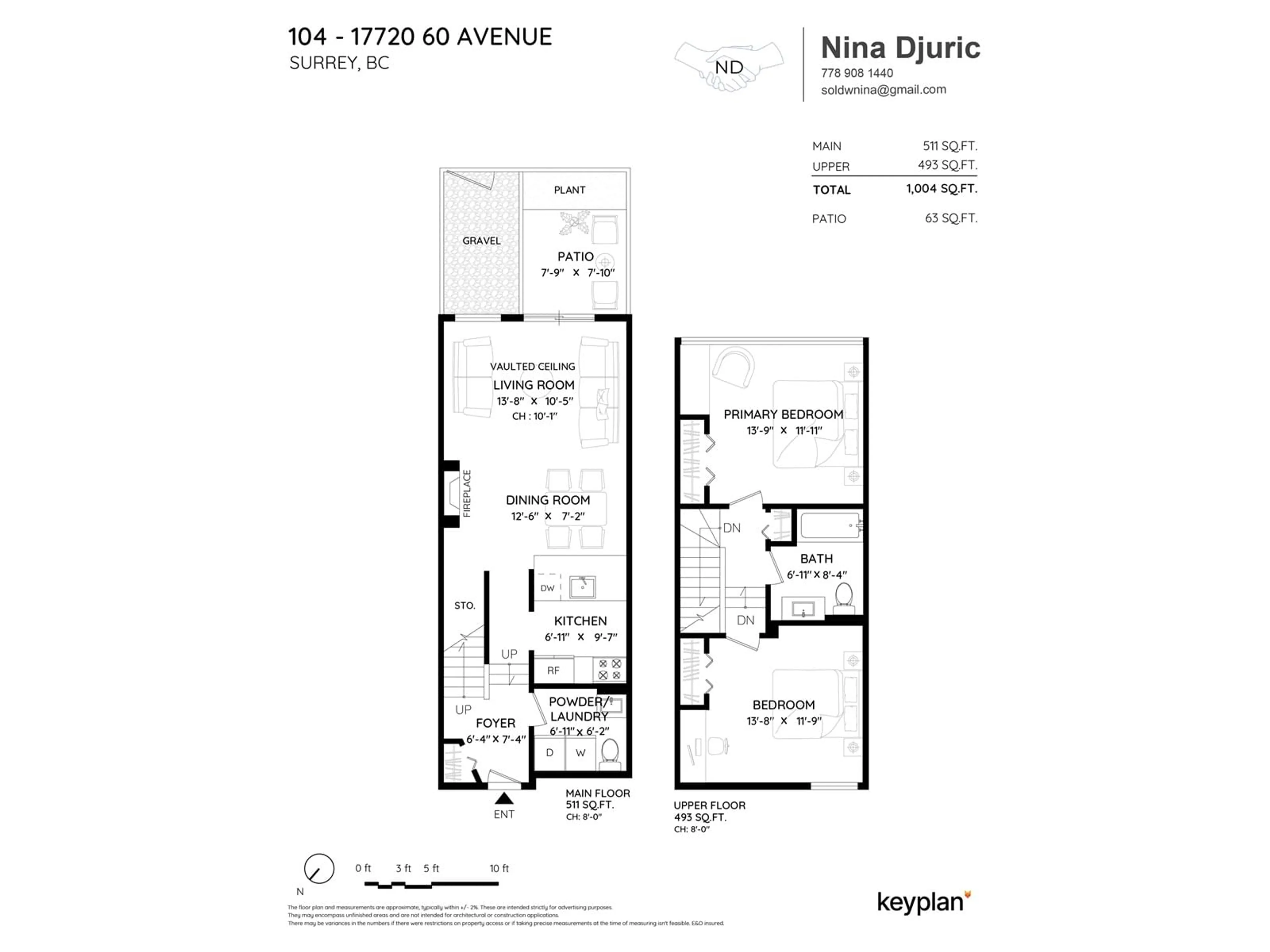 Floor plan for 104 17720 60 AVENUE, Surrey British Columbia V3S1V2