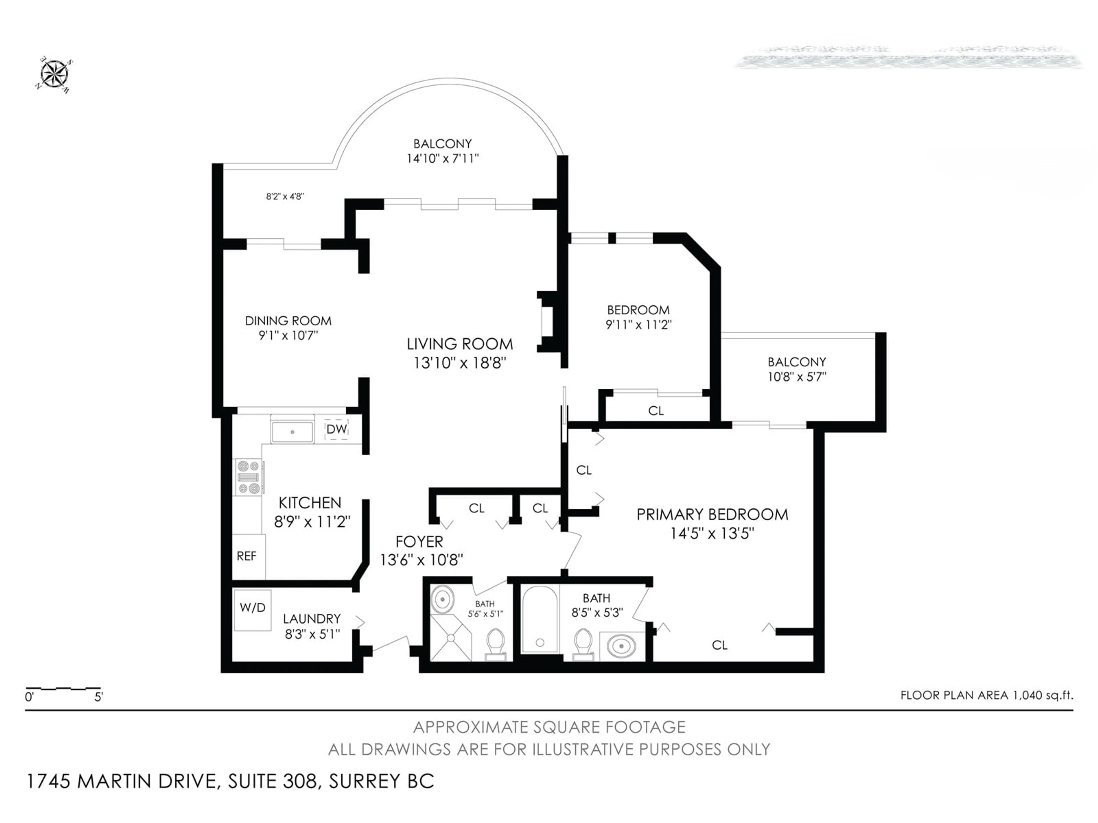 Floor plan for 308 1745 MARTIN DRIVE, Surrey British Columbia V4A9T5