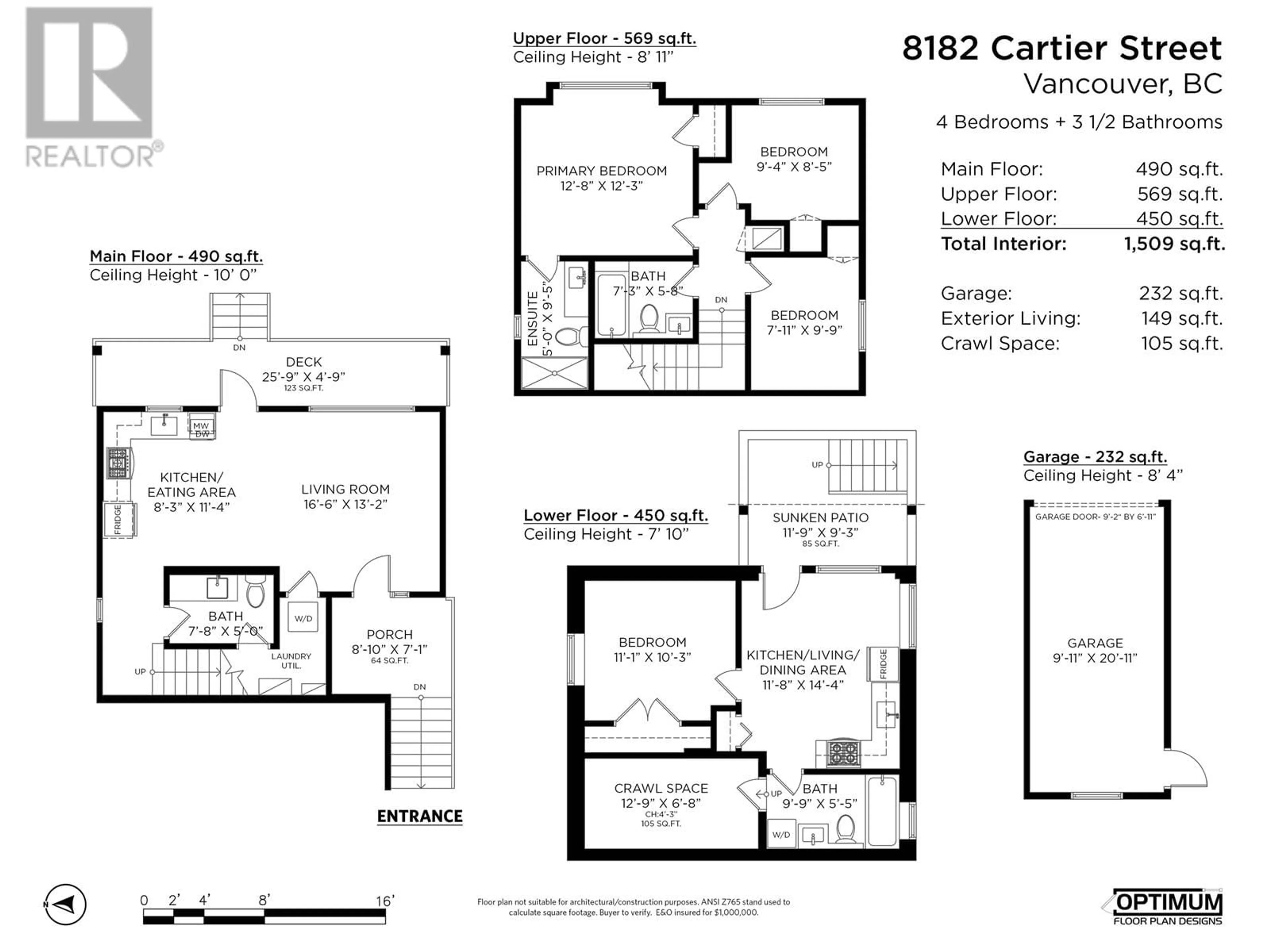 Floor plan for 8182 CARTIER STREET, Vancouver British Columbia V6P4T5