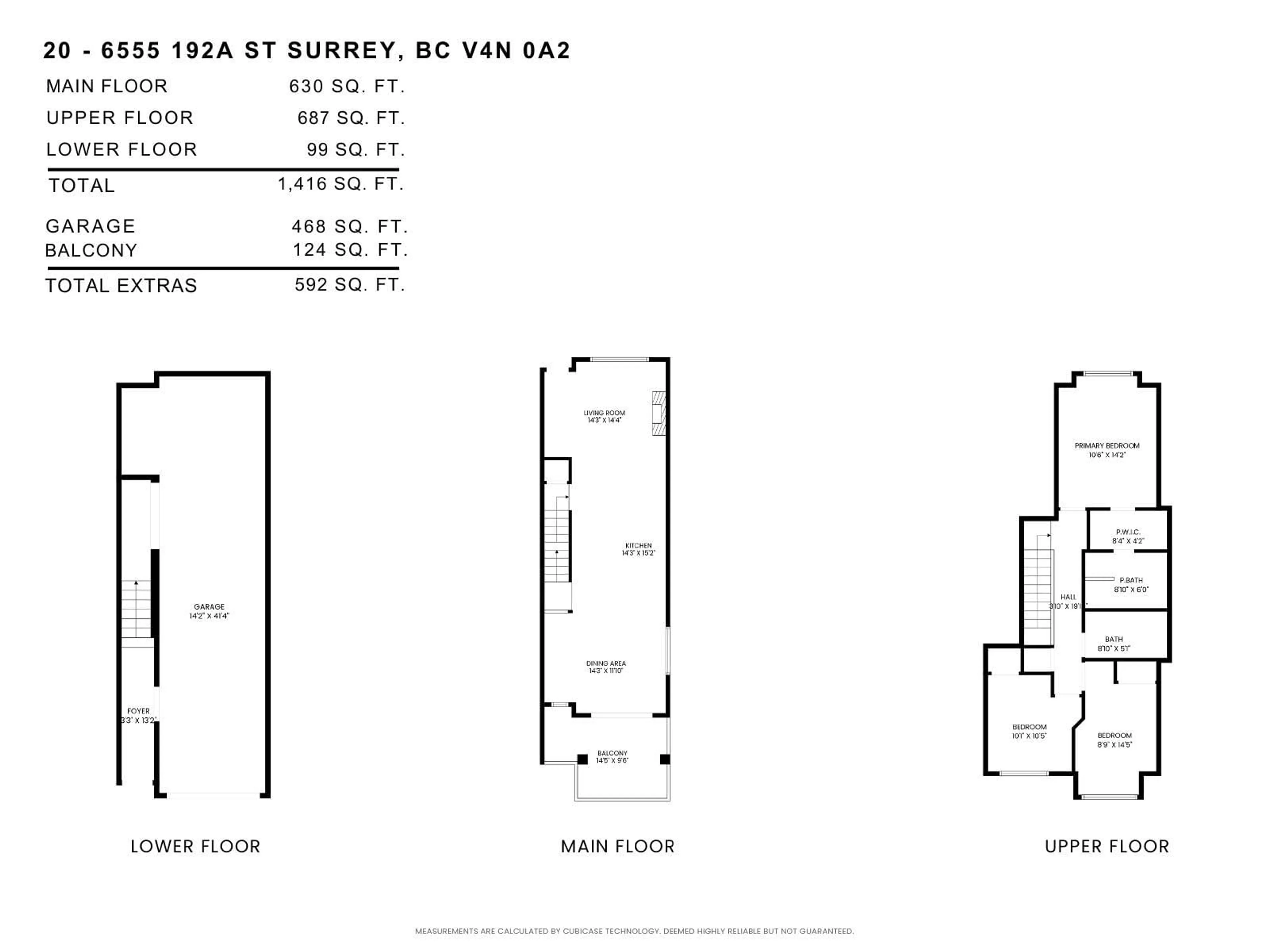 Floor plan for 20 6555 192A STREET, Surrey British Columbia V4N0A2