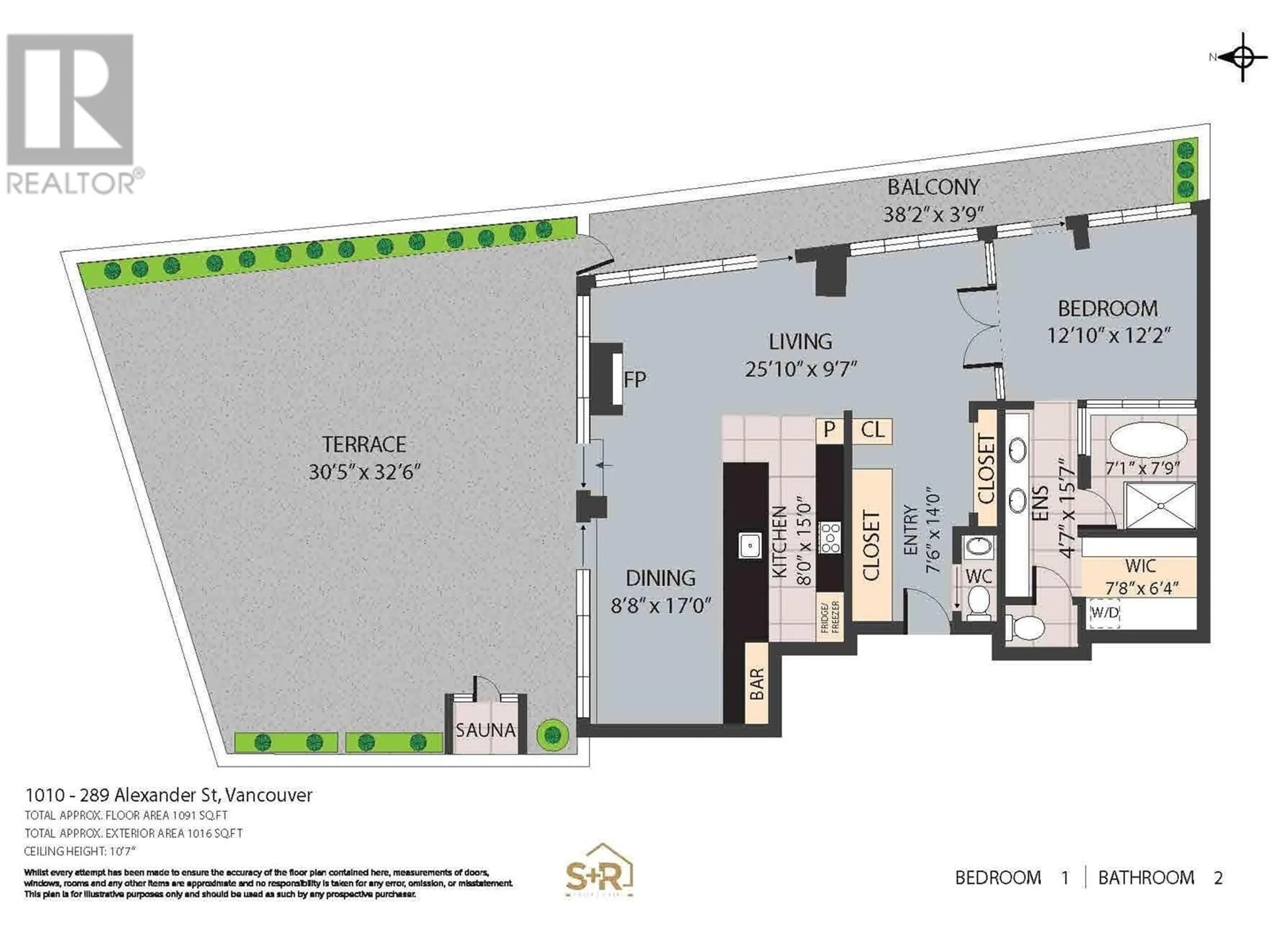 Floor plan for 1010 289 ALEXANDER STREET, Vancouver British Columbia V6A4H6