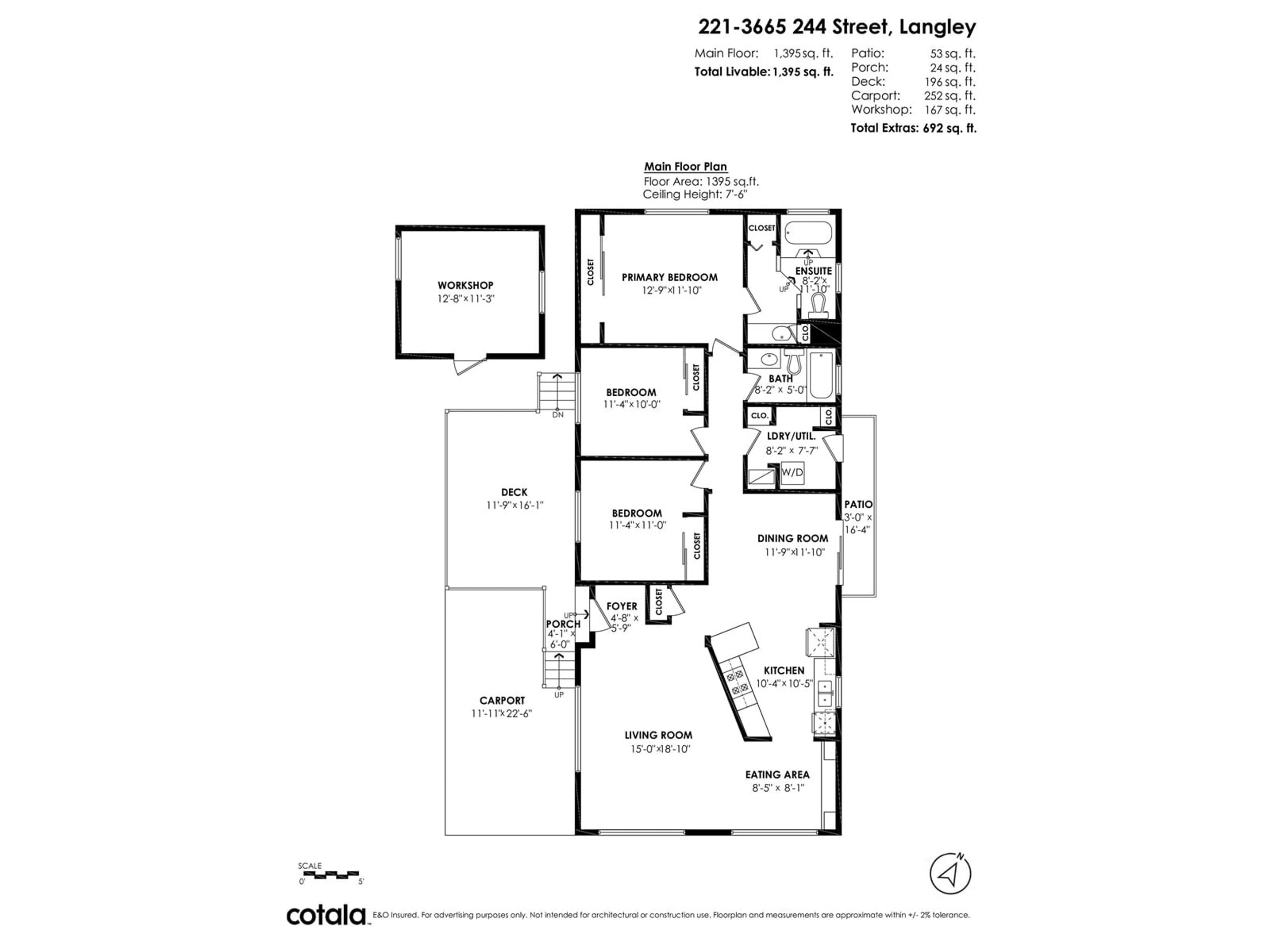 Floor plan for 221 3665 244 STREET, Langley British Columbia V2Z1N1