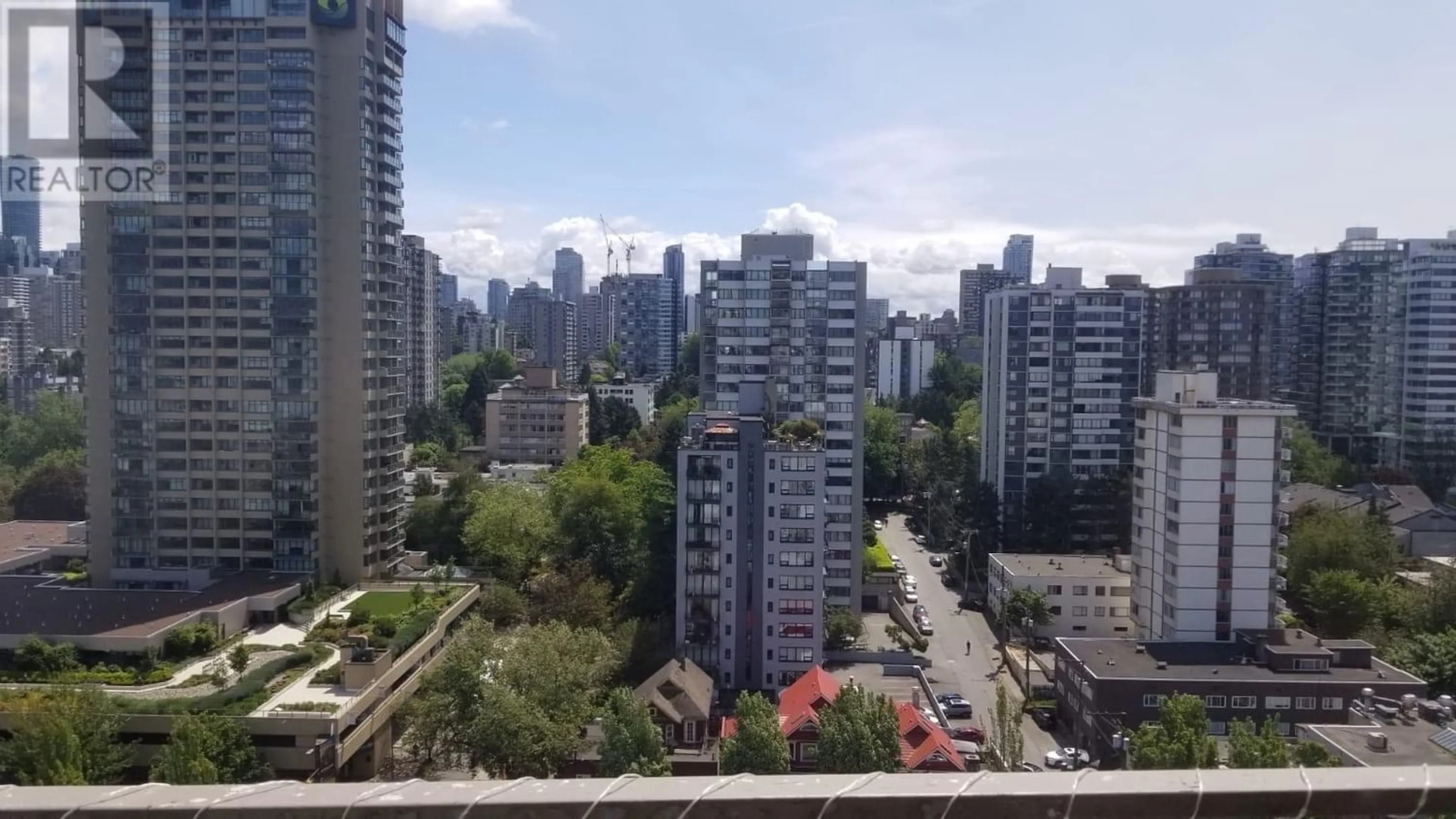 Balcony in the apartment, city buildings view from balcony for 1808 1850 COMOX STREET, Vancouver British Columbia V6G1R3