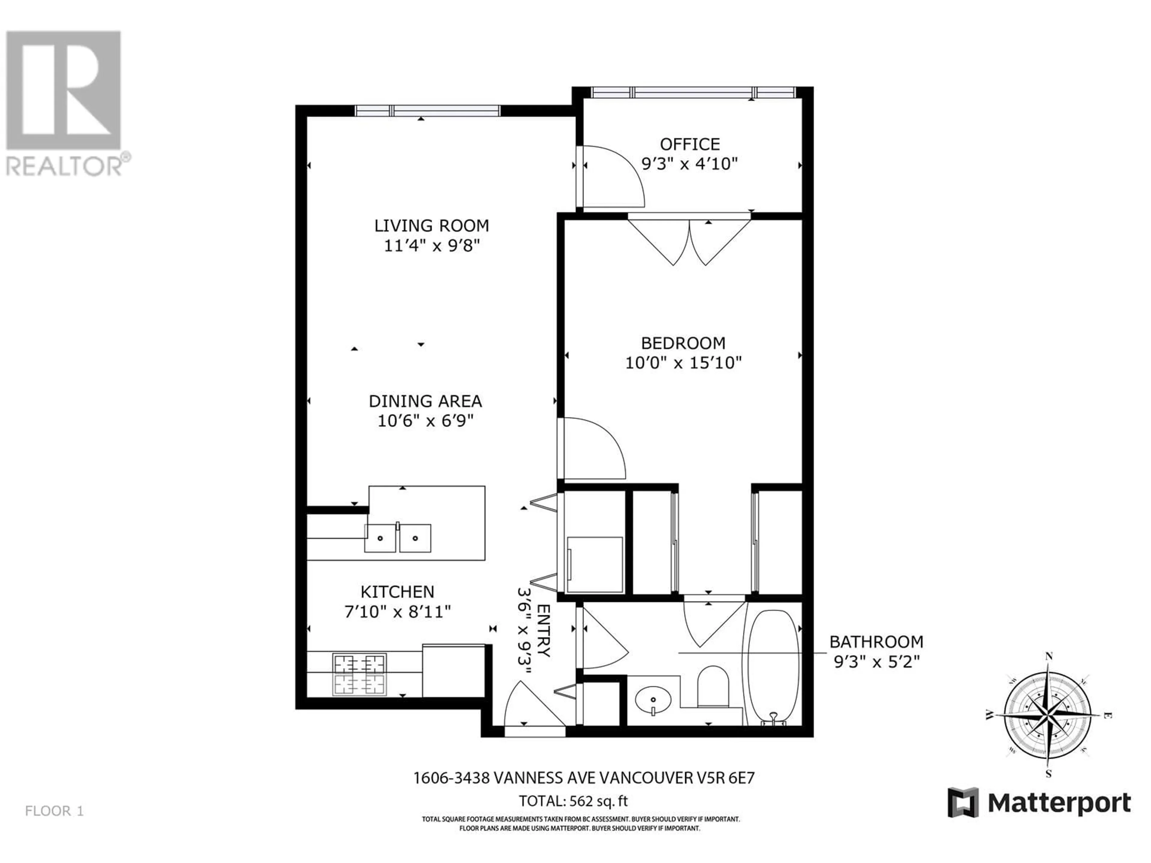 Floor plan for 1606 3438 VANNESS AVENUE, Vancouver British Columbia V5R6E7