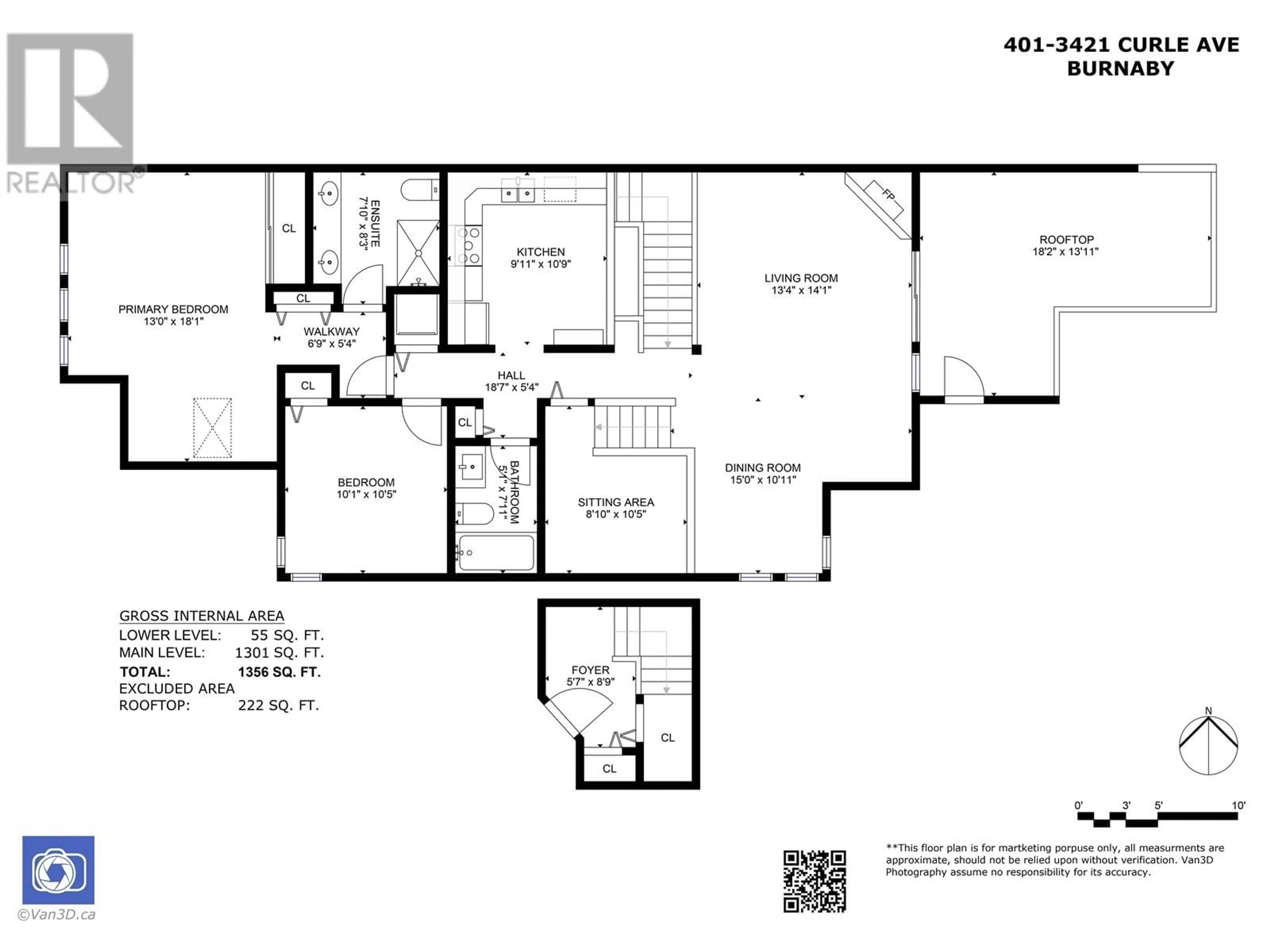 Floor plan for 401 3421 CURLE AVENUE, Burnaby British Columbia V5G4P4