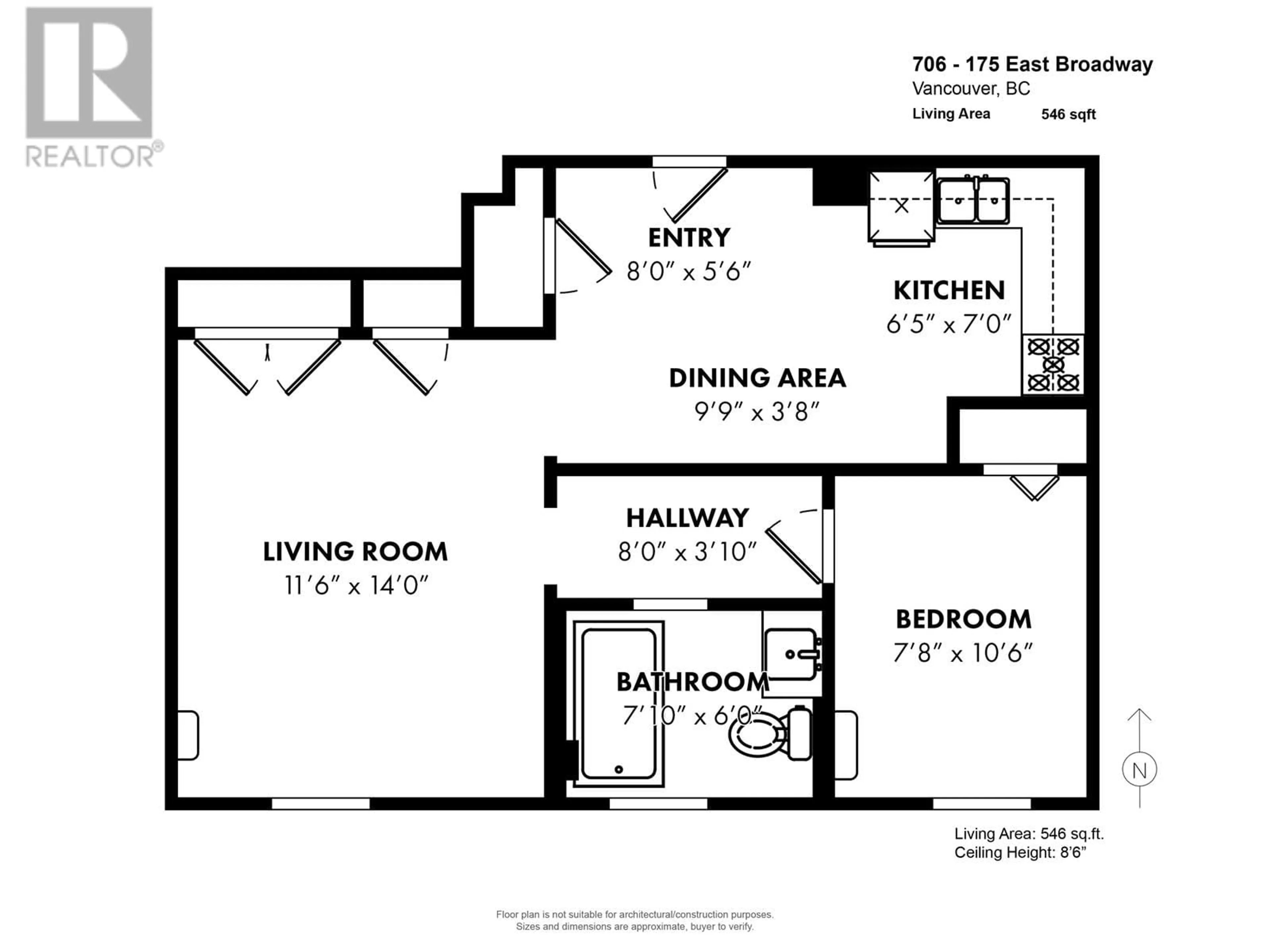 Floor plan for 706 175 E BROADWAY, Vancouver British Columbia V5T1W2