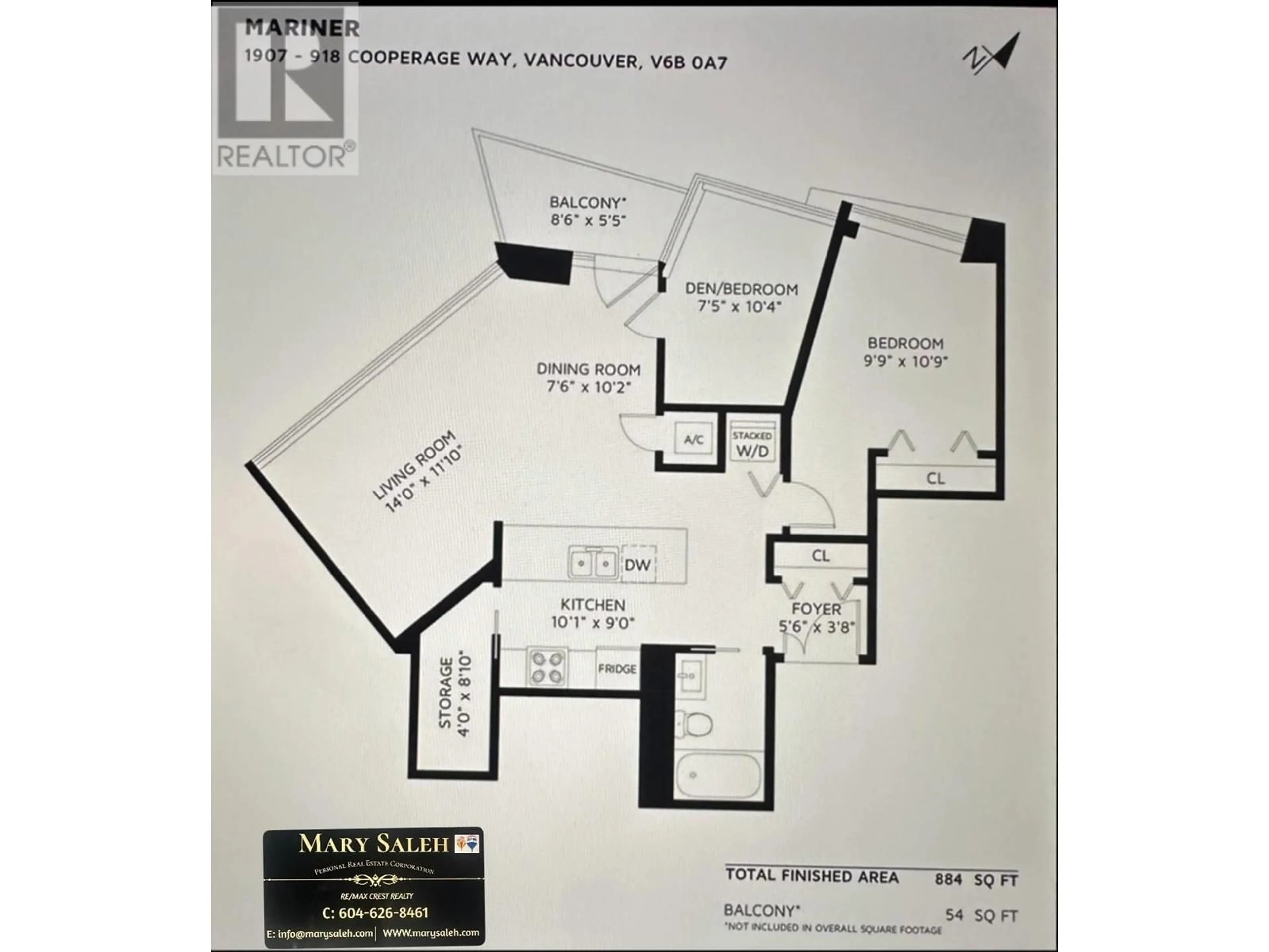 Floor plan for 1907 918 COOPERAGE WAY, Vancouver British Columbia V6B0A7