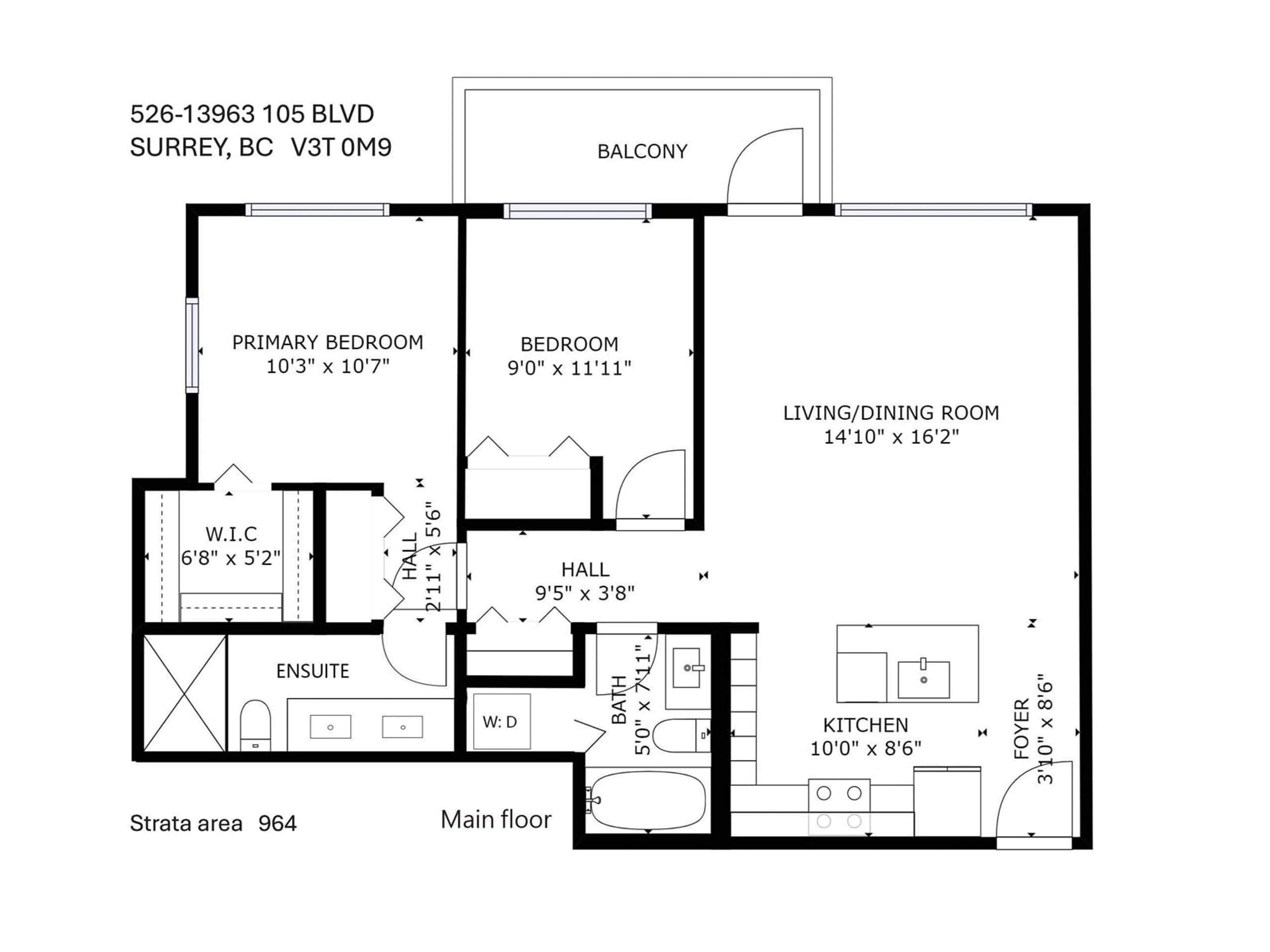 Floor plan for 526 13963 105 BOULEVARD, Surrey British Columbia V3T0M9