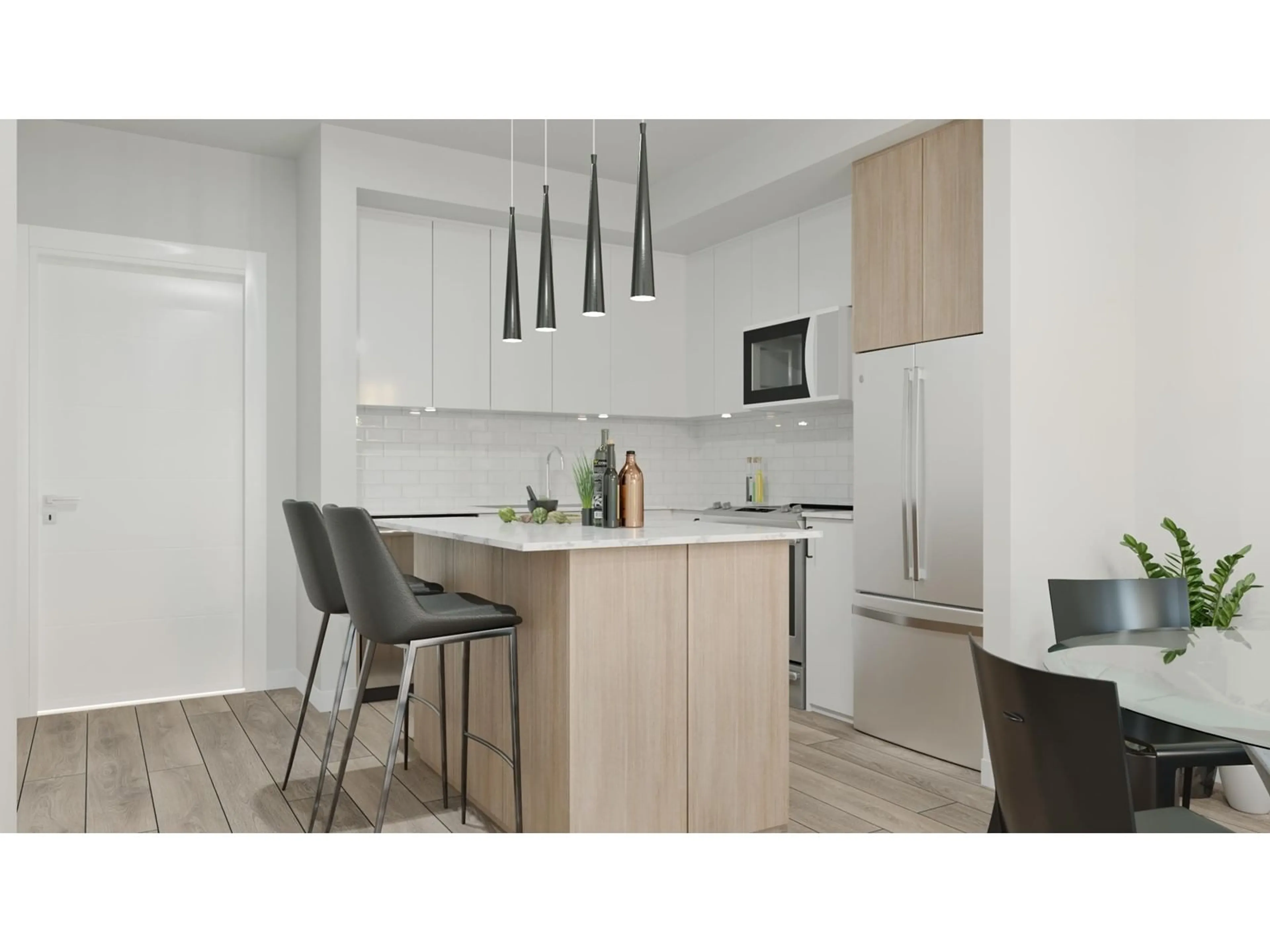 Open concept kitchen, wood/laminate floor for 112 - 10786 140, Surrey British Columbia V3T4N8
