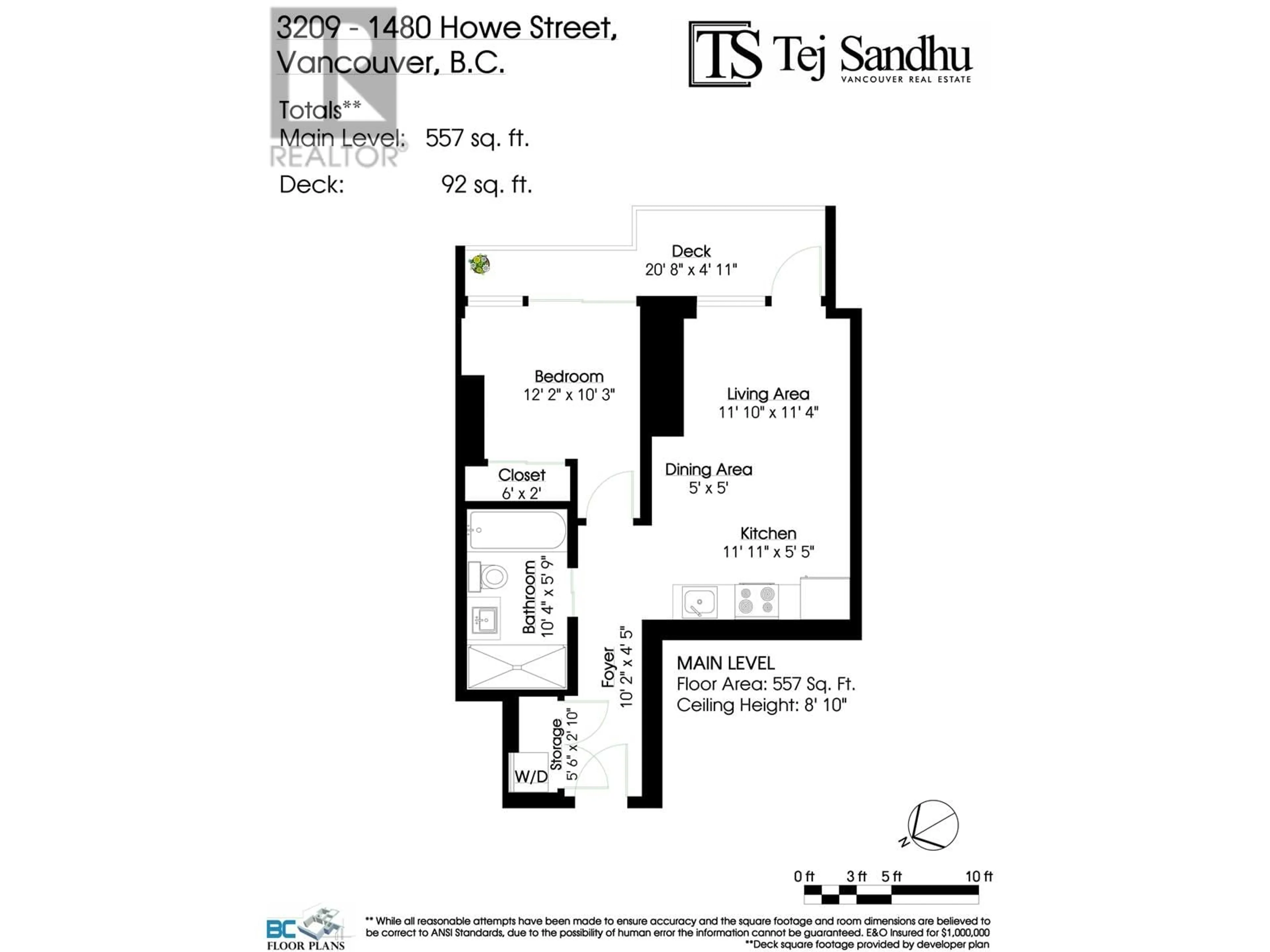 Floor plan for 3209 1480 HOWE STREET, Vancouver British Columbia V6Z0G5