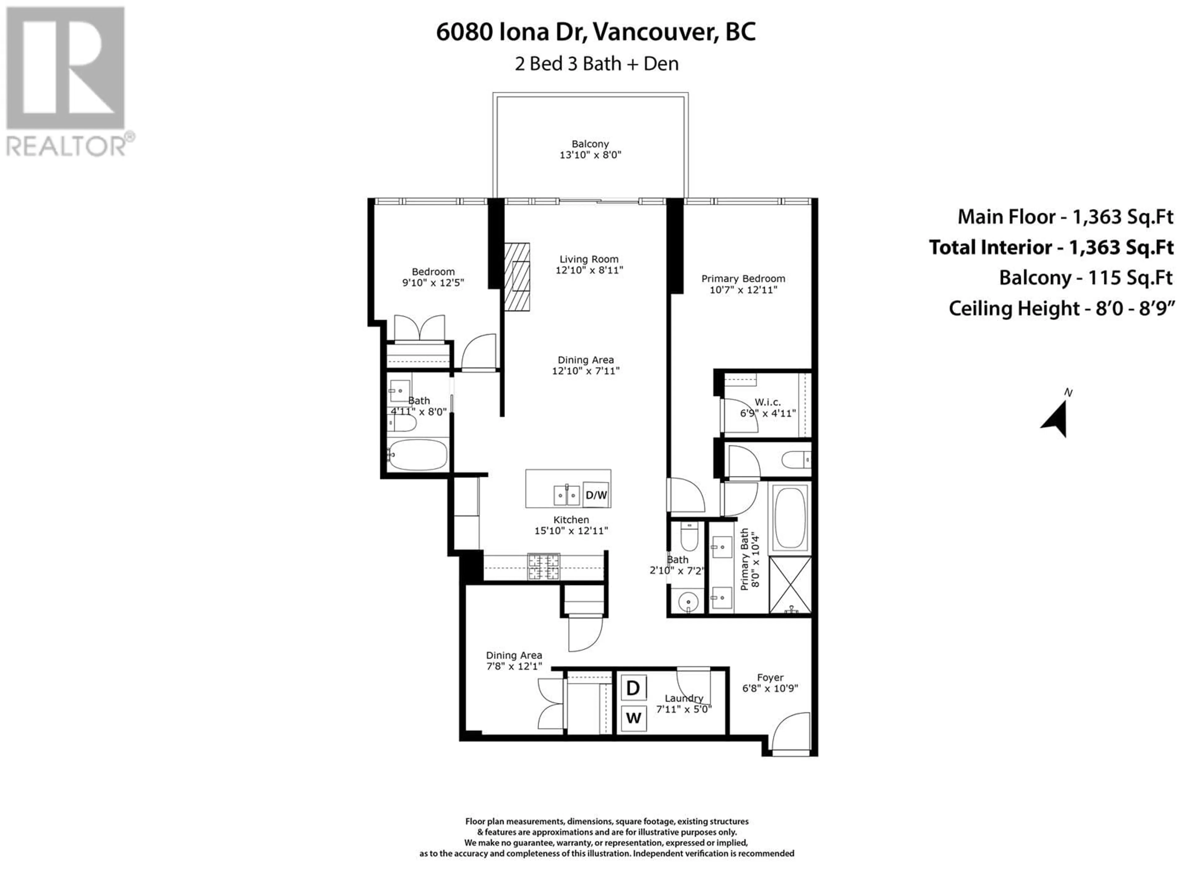 Floor plan for 403 6080 IONA DRIVE, Vancouver British Columbia V6T0A4