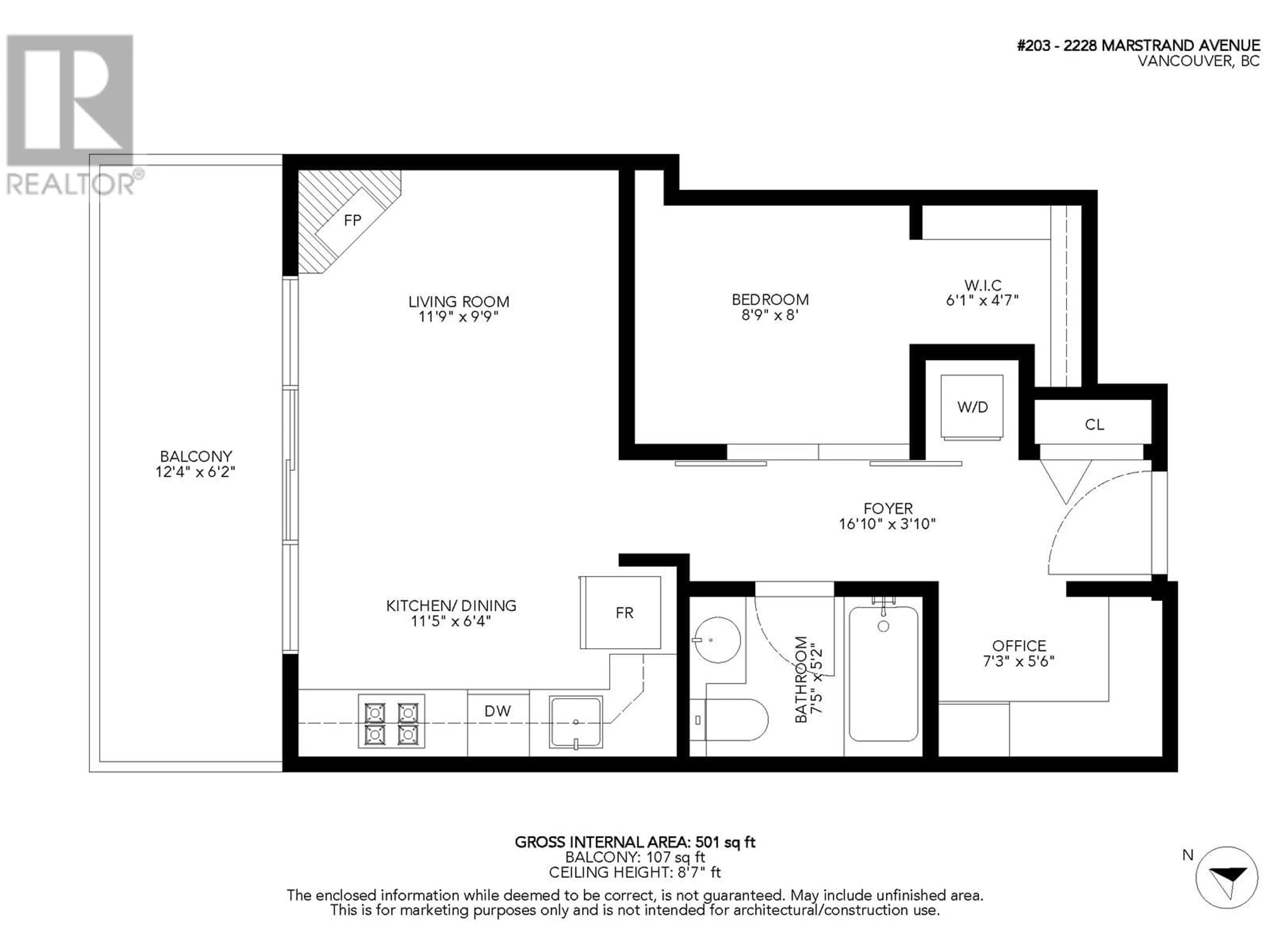 Floor plan for 203 2228 MARSTRAND AVENUE, Vancouver British Columbia V6K4T1