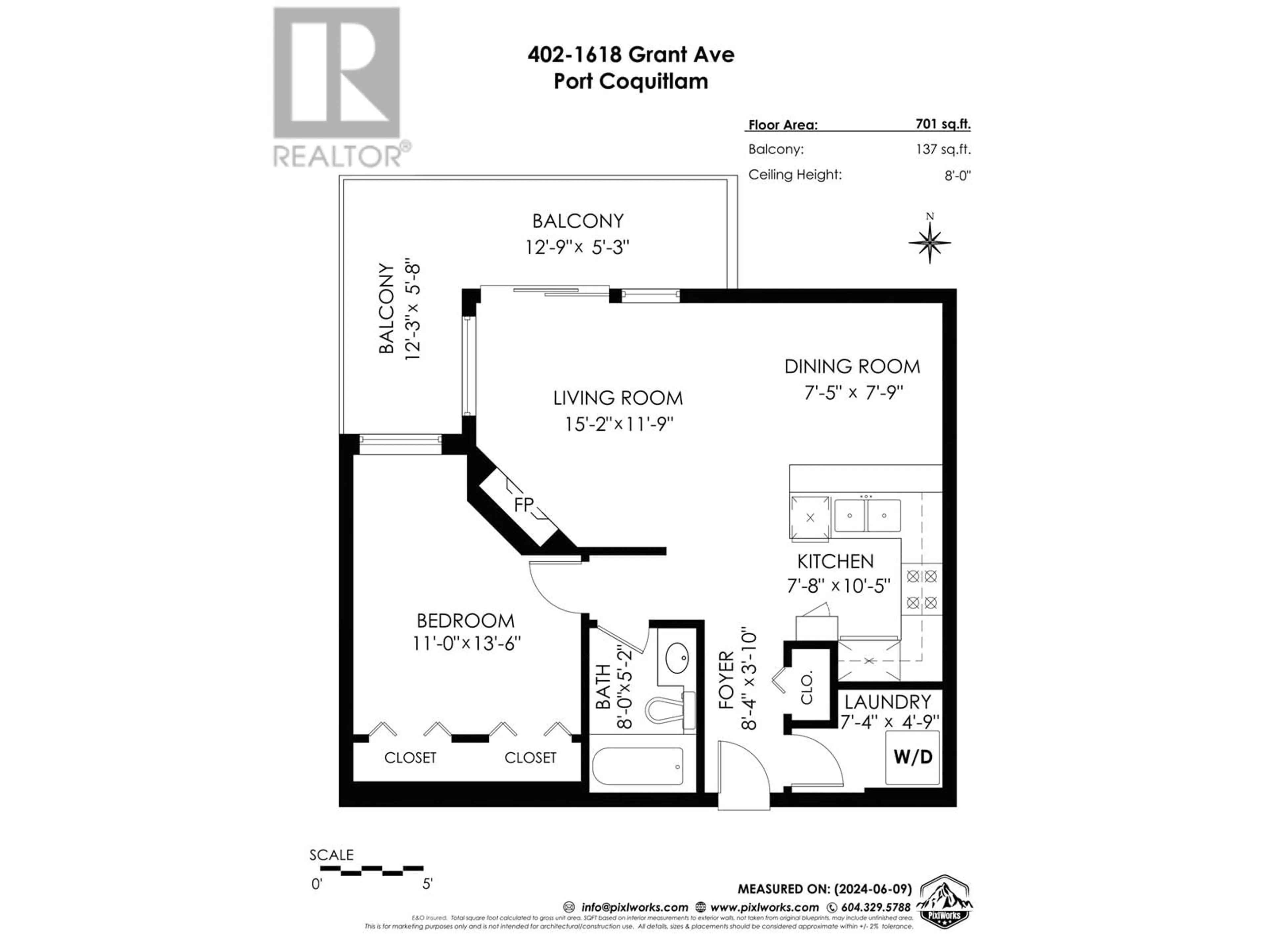 Floor plan for 402 1618 GRANT AVENUE, Port Coquitlam British Columbia V3B1P3