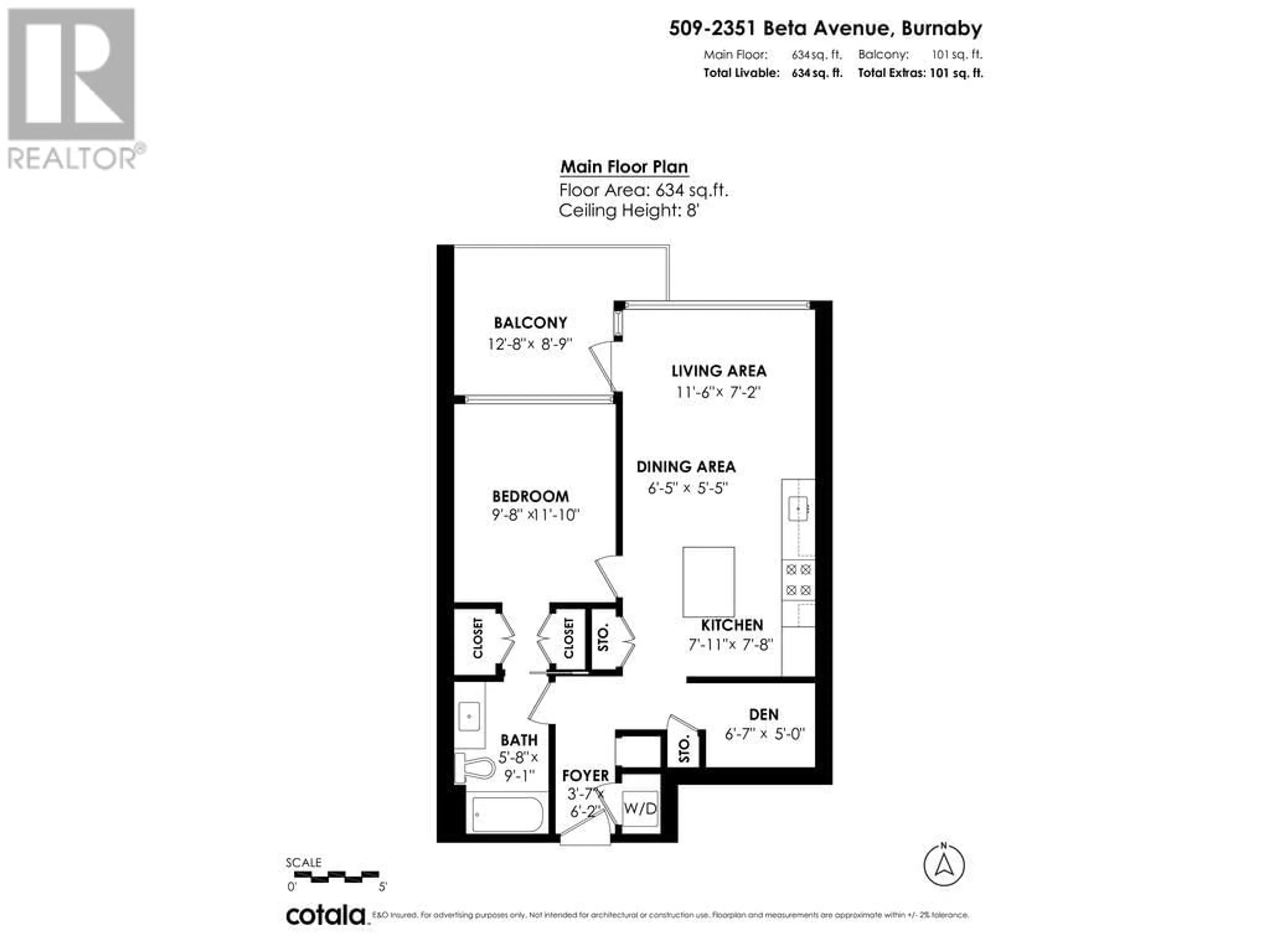 Floor plan for 509 2351 BETA AVENUE, Burnaby British Columbia V5C0M2