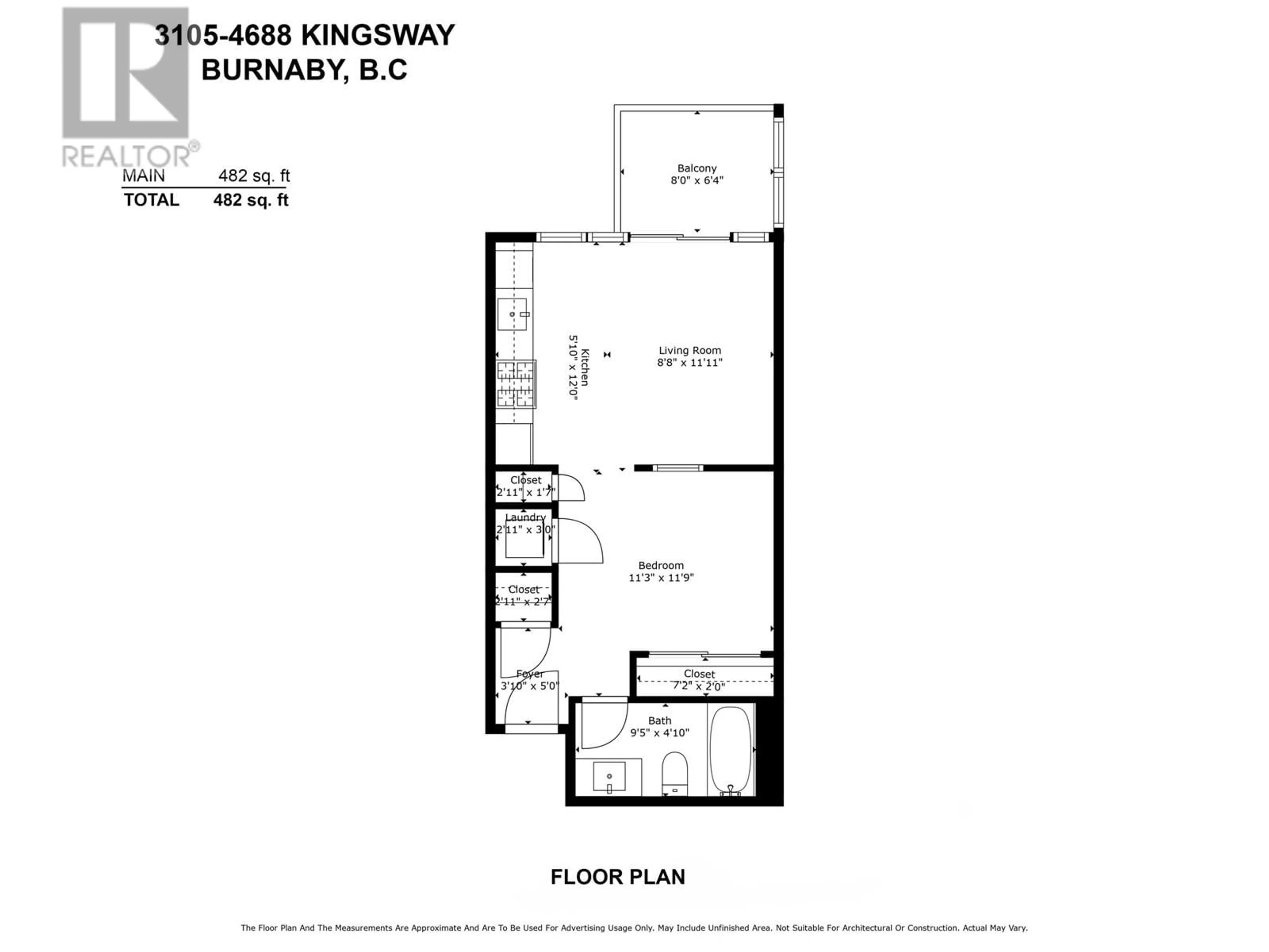 Floor plan for 3105 4688 KINGSWAY, Burnaby British Columbia V5H0E9