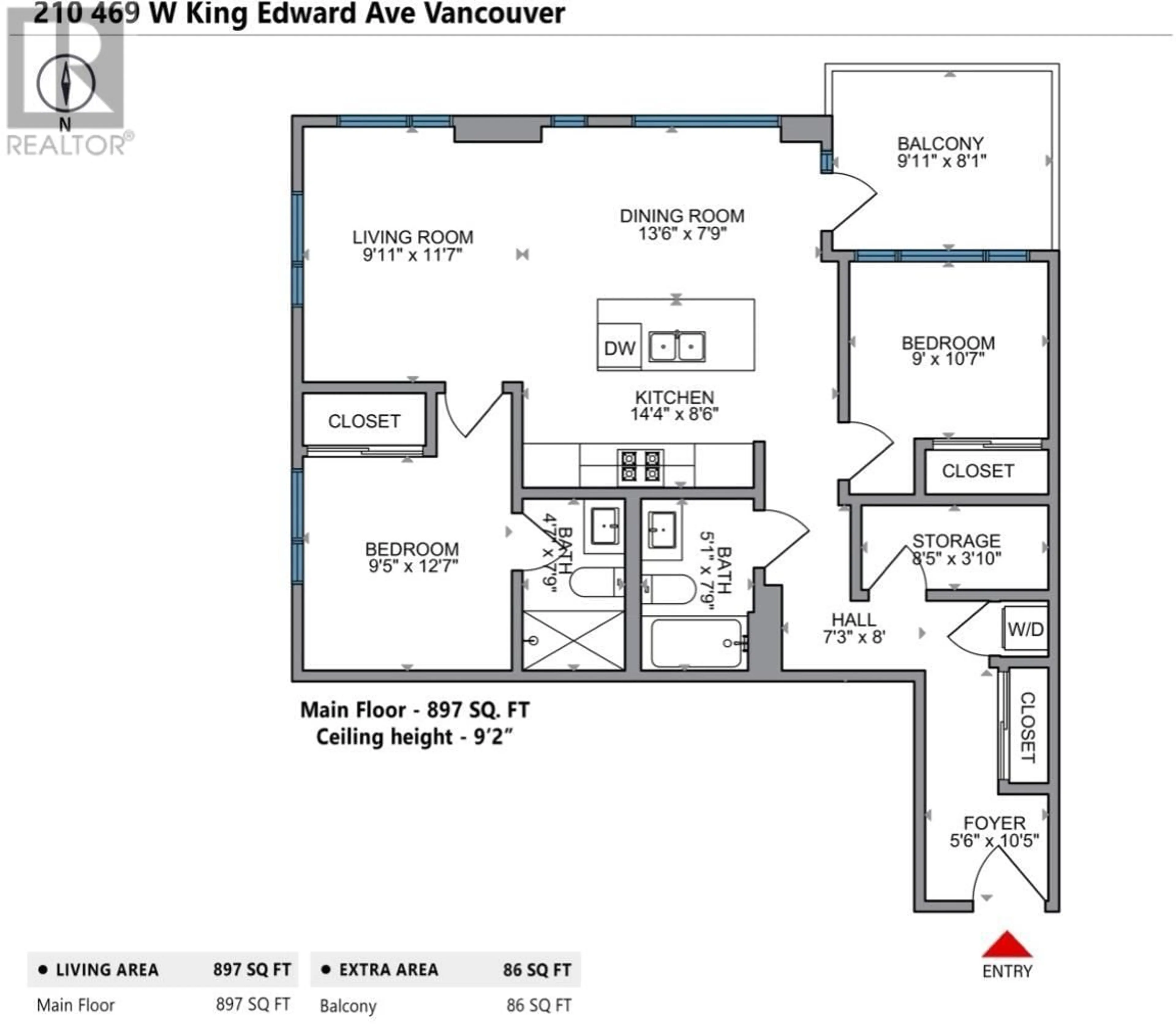 Floor plan for 210 - 469 KING EDWARD AVENUE, Vancouver British Columbia V5Y2J3